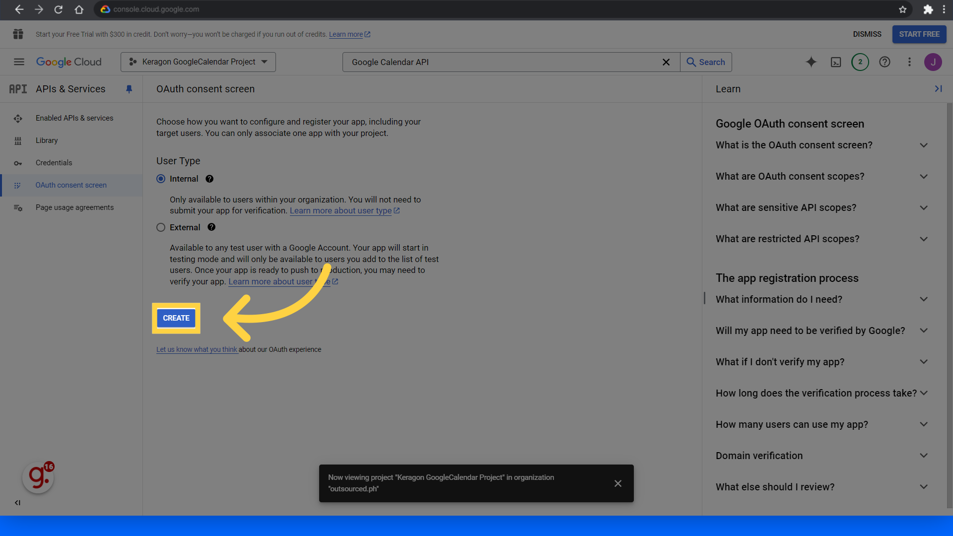 Click 'Create'