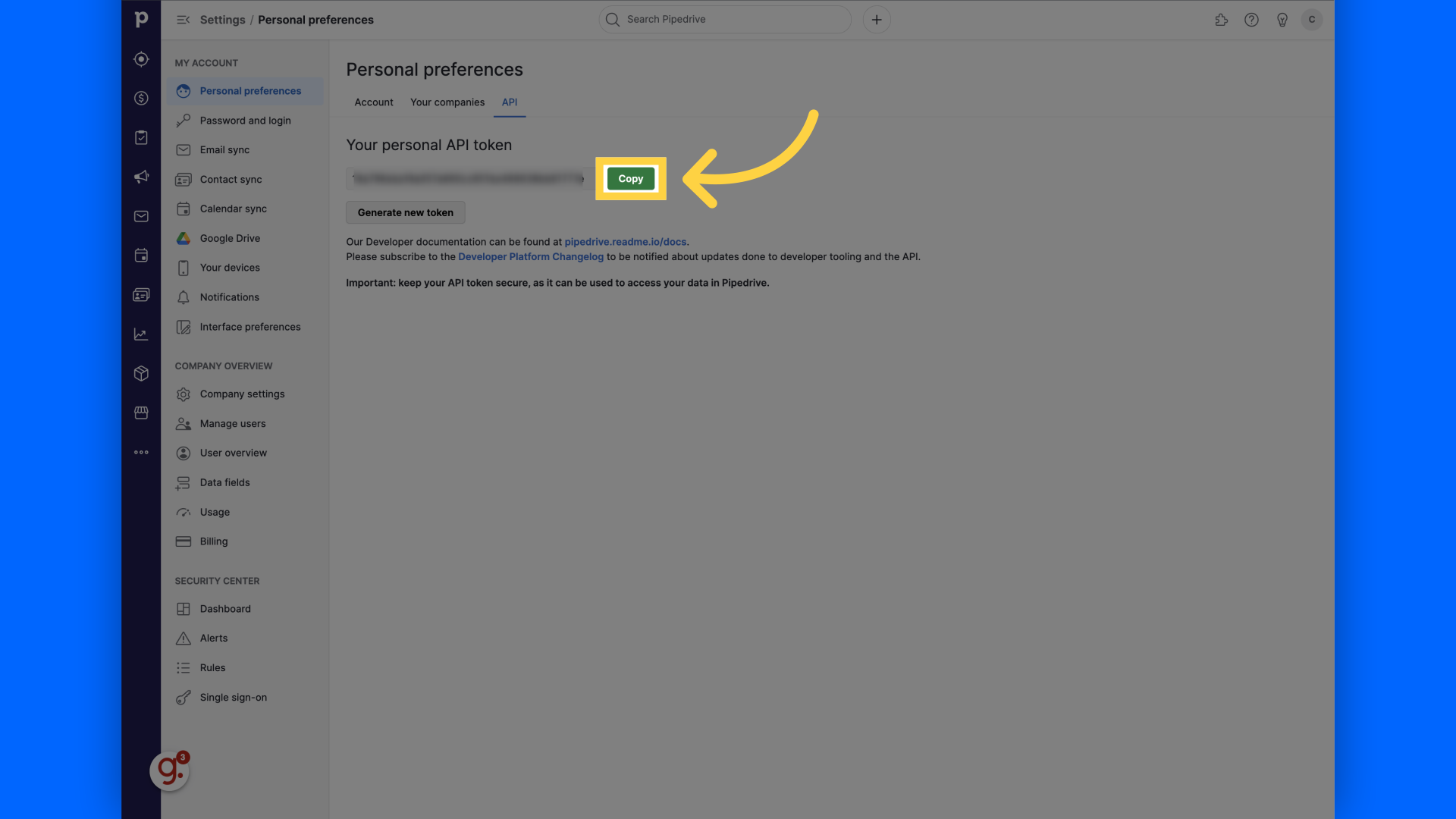Copy API Key