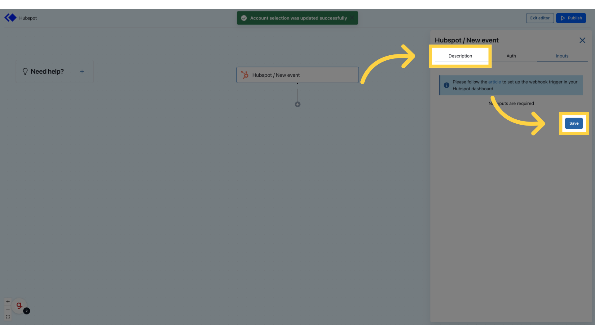Click 'Save' and open 'Description'