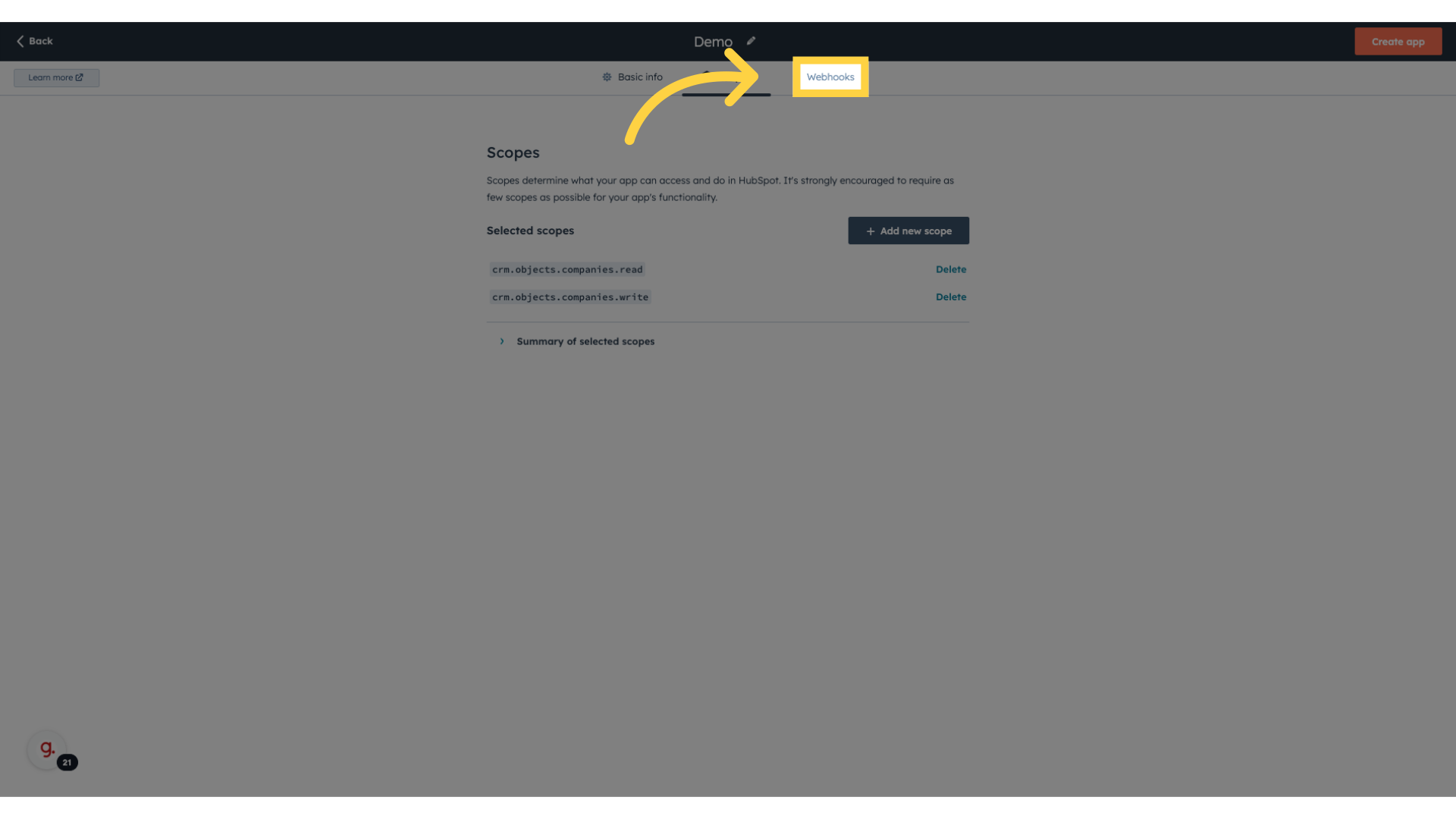 Navigate to 'Webhooks'