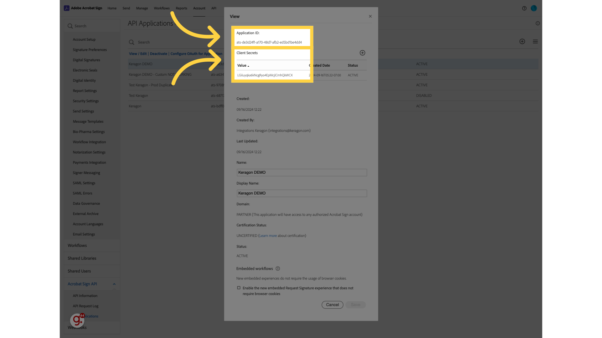 Copy your client ID and secret