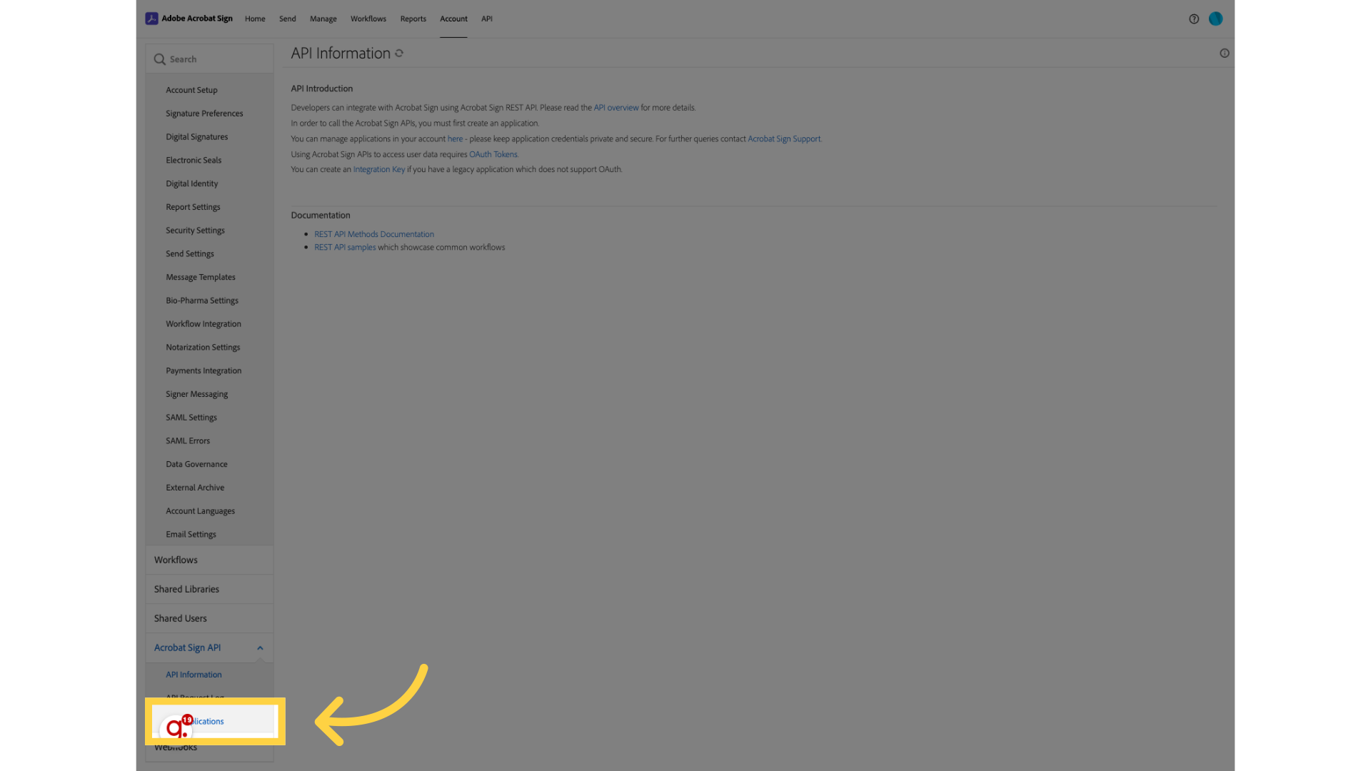 Click 'API Applications'