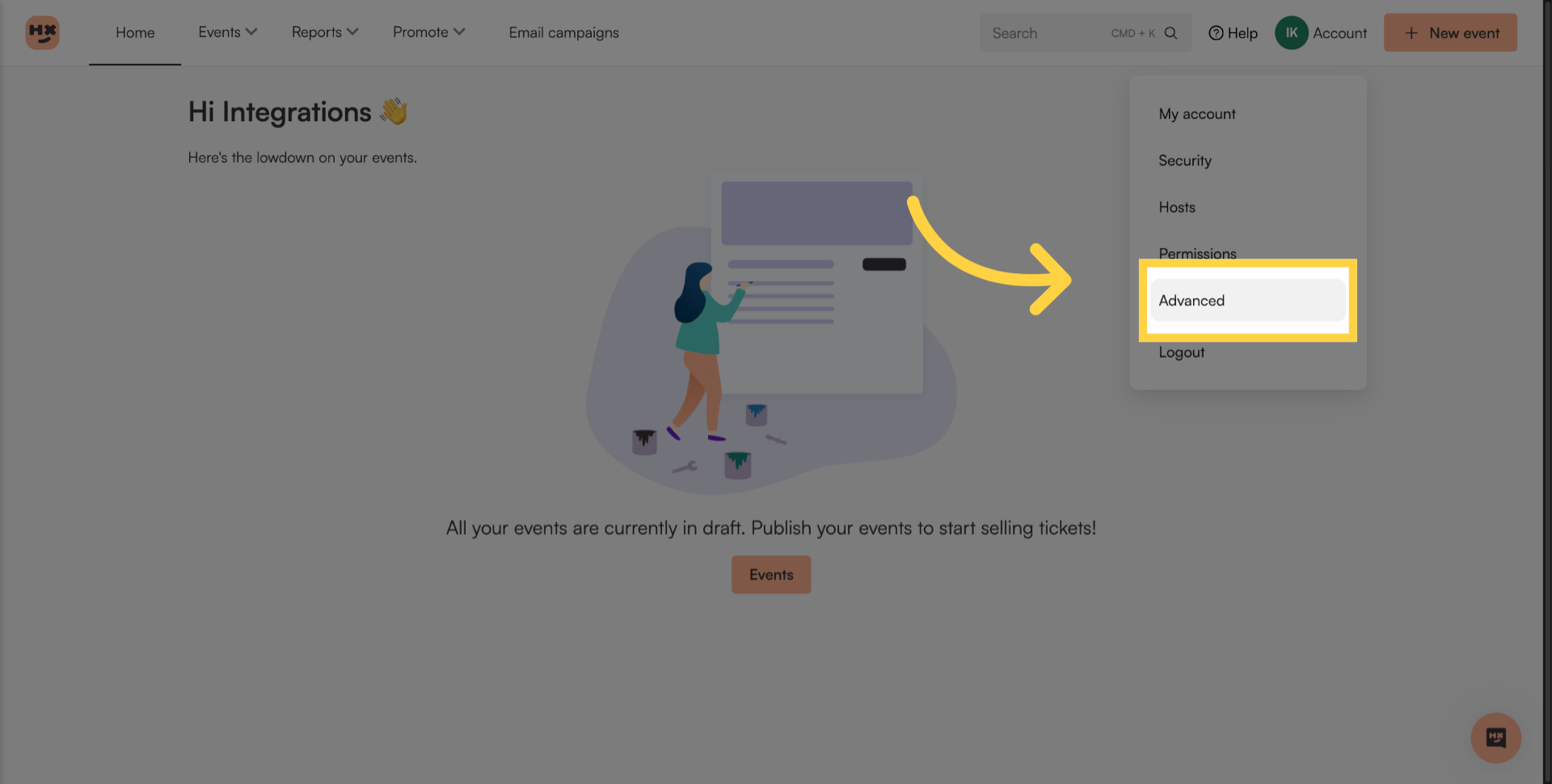 Go to advanced settings