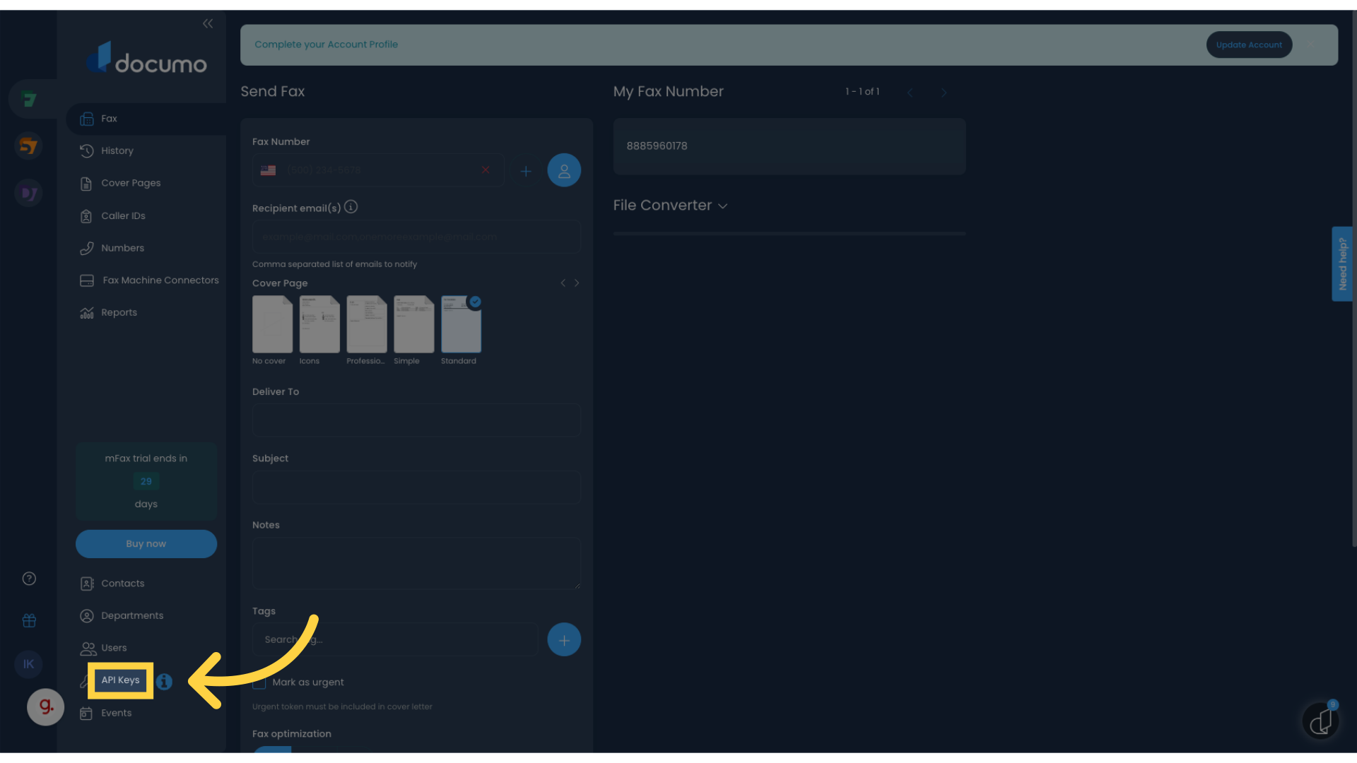 Click 'API Keys'