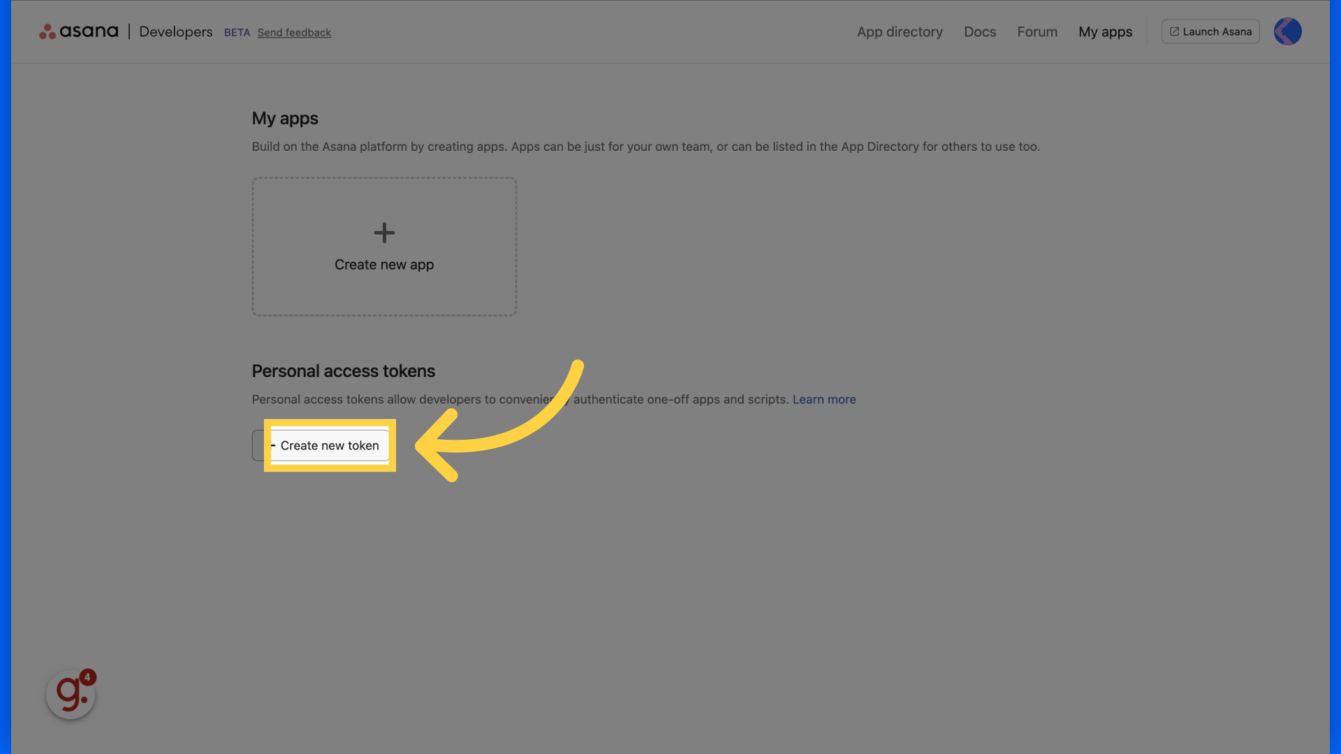 Click 'Create new token'