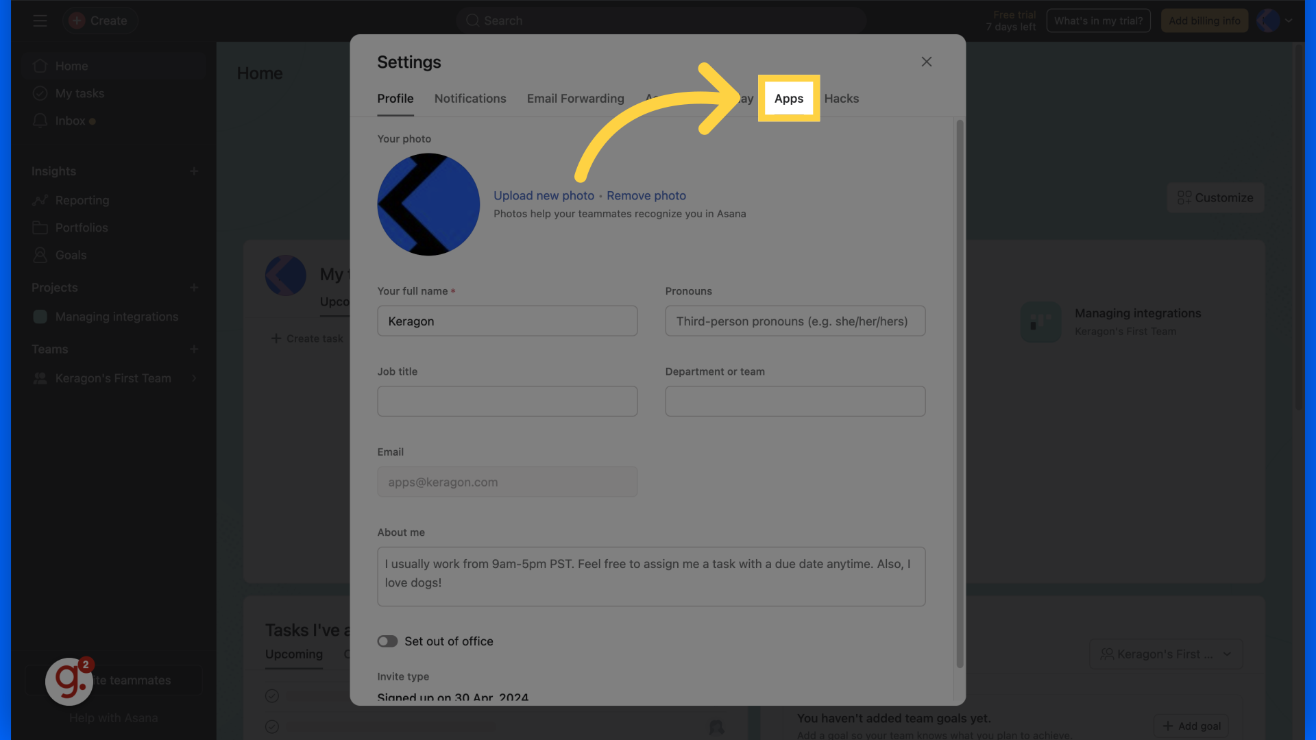 Click 'Apps'
