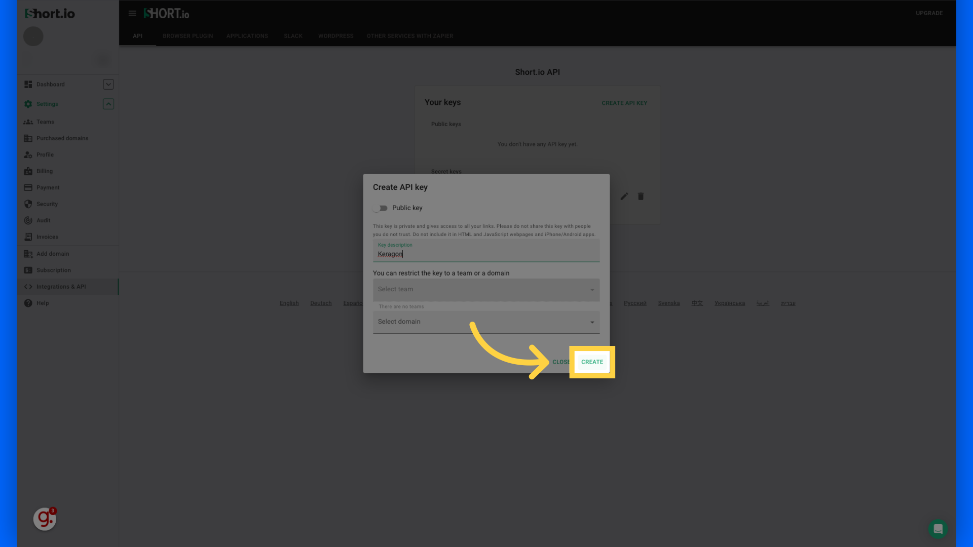 Click 'Create'