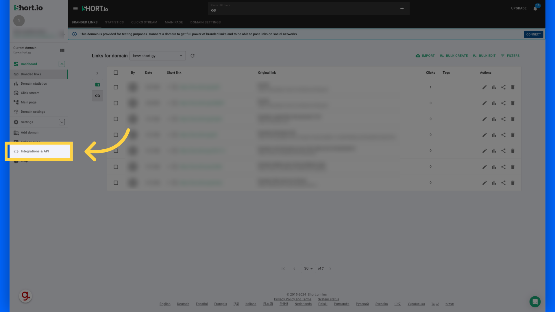 Click 'Integrations & API'