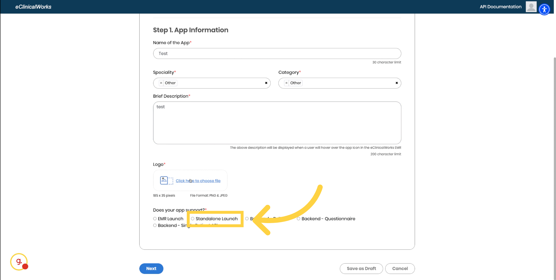 Select Standalone launch