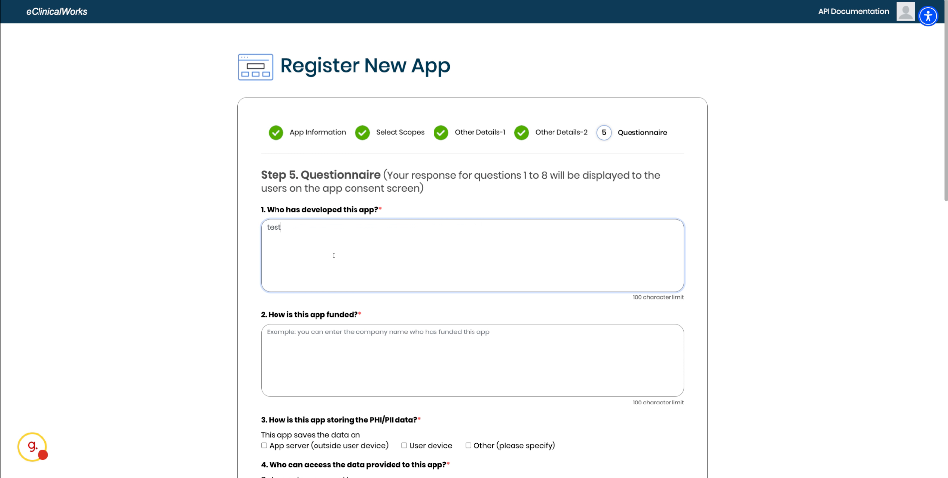 Complete App Description Form.