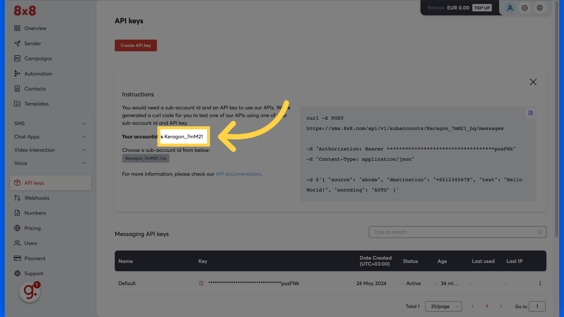 Click your account id