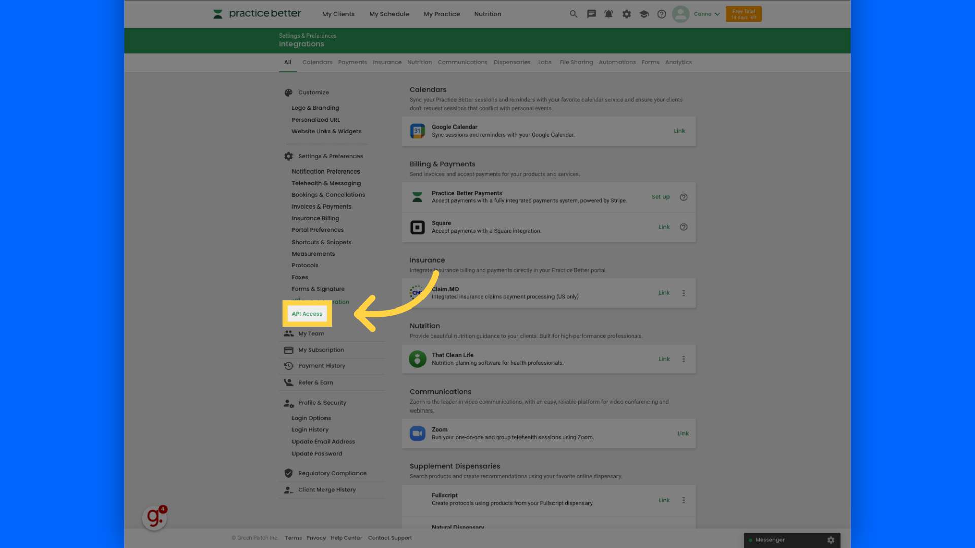 Click 'API Access'