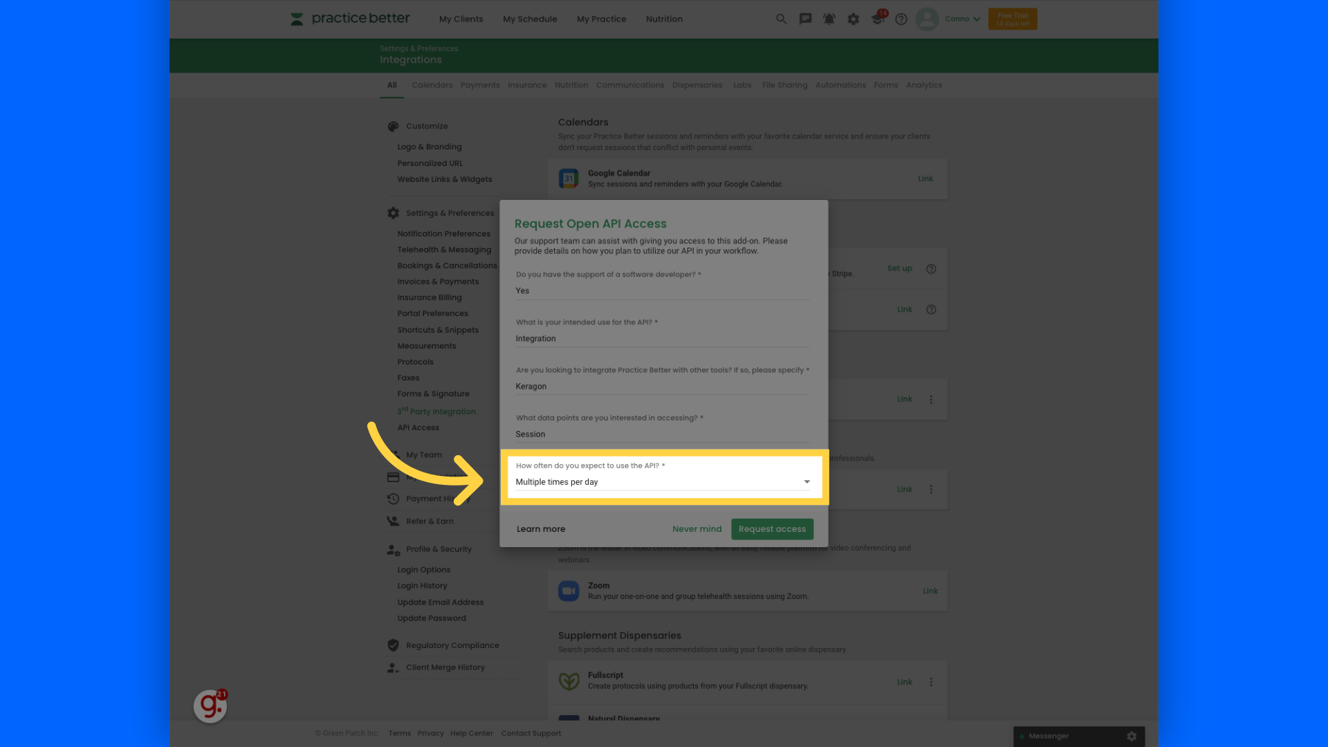 Select 'Multiple times per day'