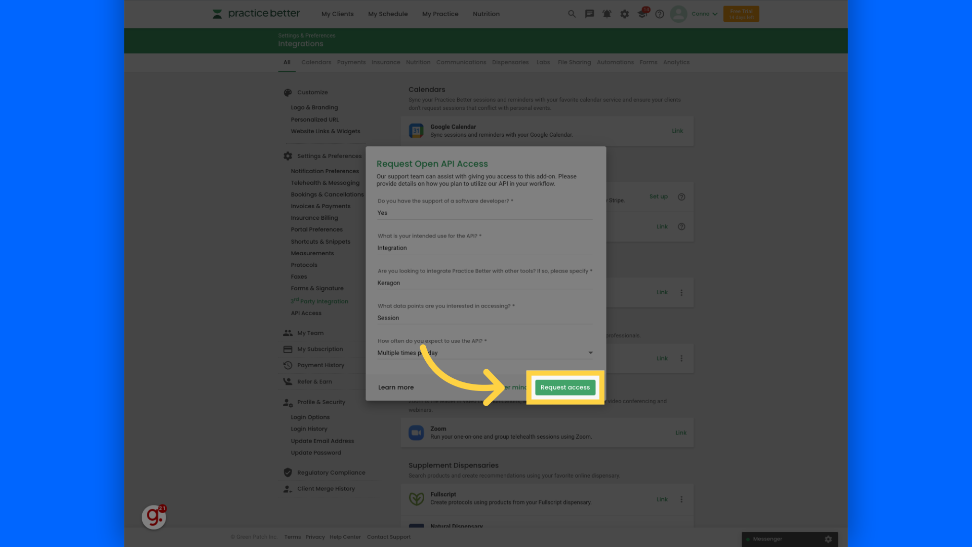 Click 'Request access'