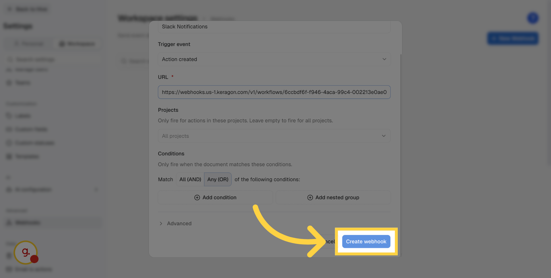Create The Webhook