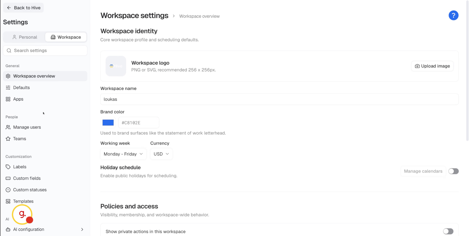 Access Webhook Settings