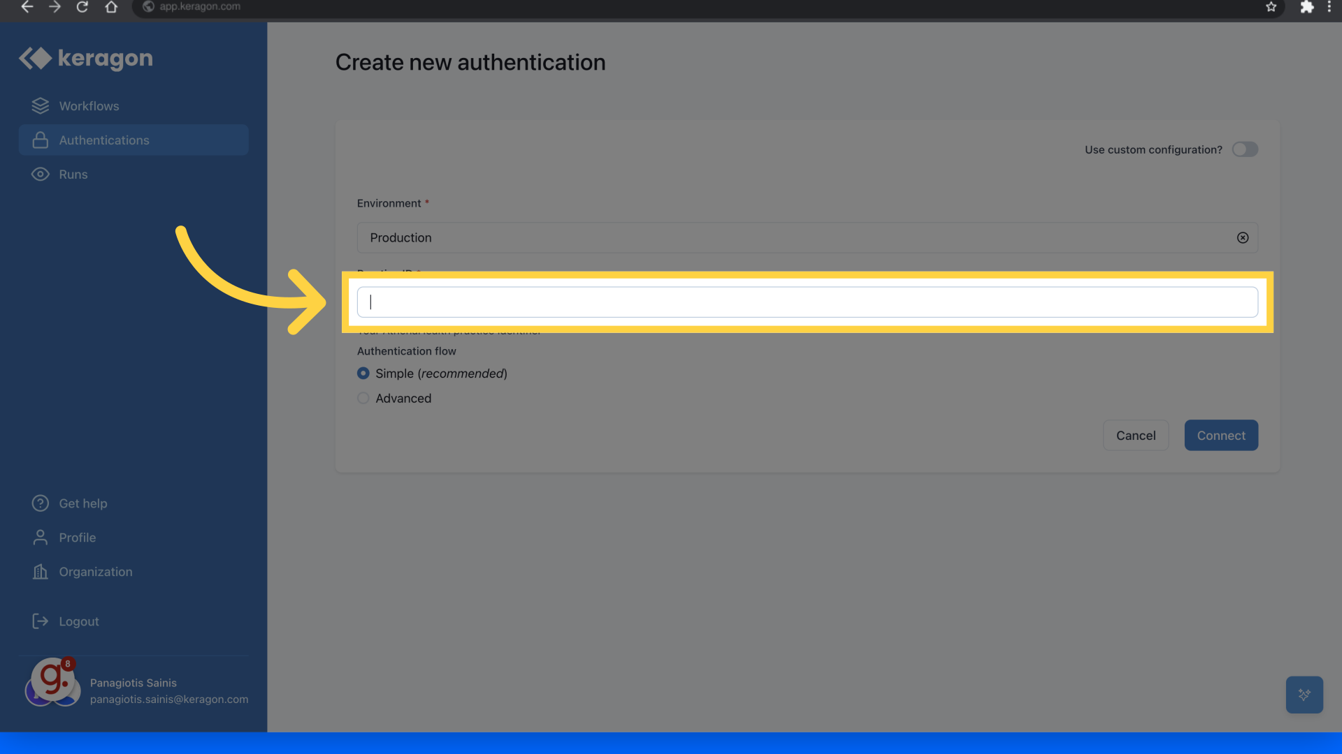 Click 'Practice ID*'
