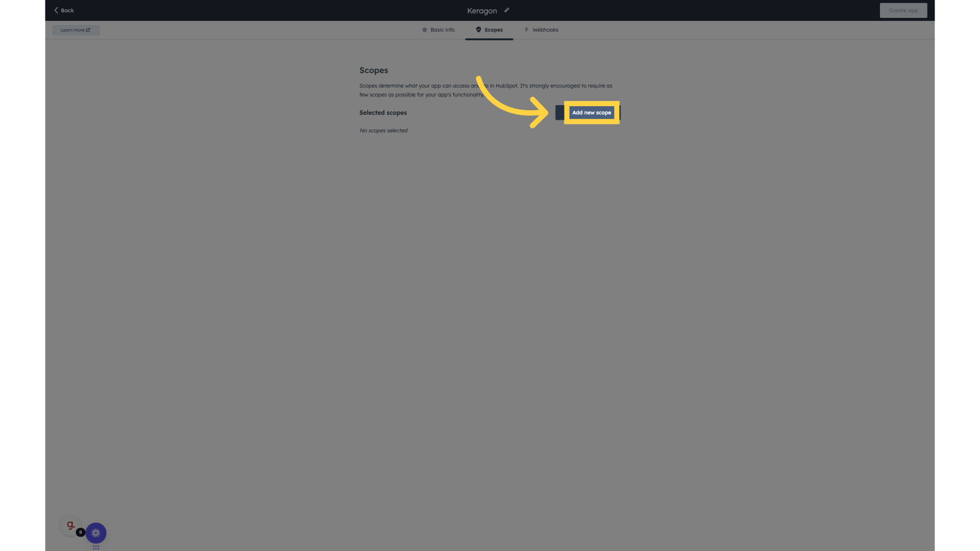 Click 'Add new scope'