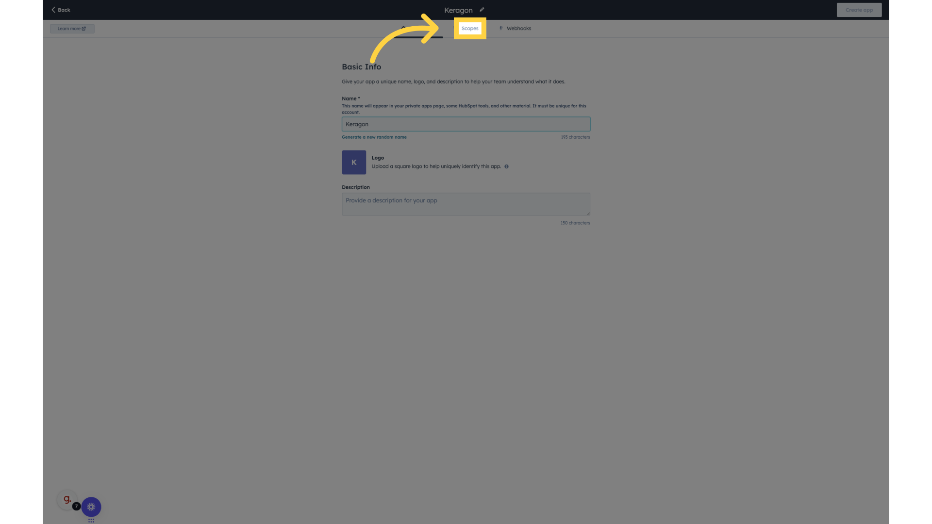 Click 'Scopes'