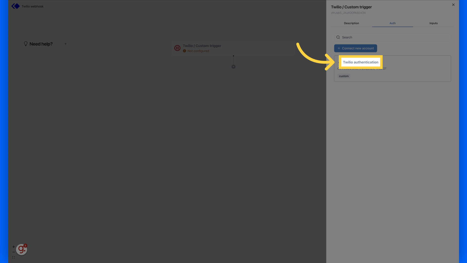 Choose your Twilio authentication