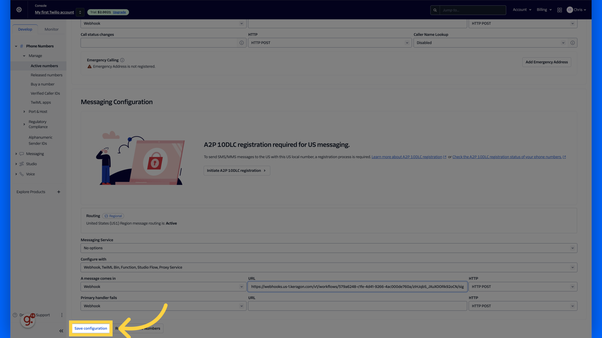 Click 'Save configuration'