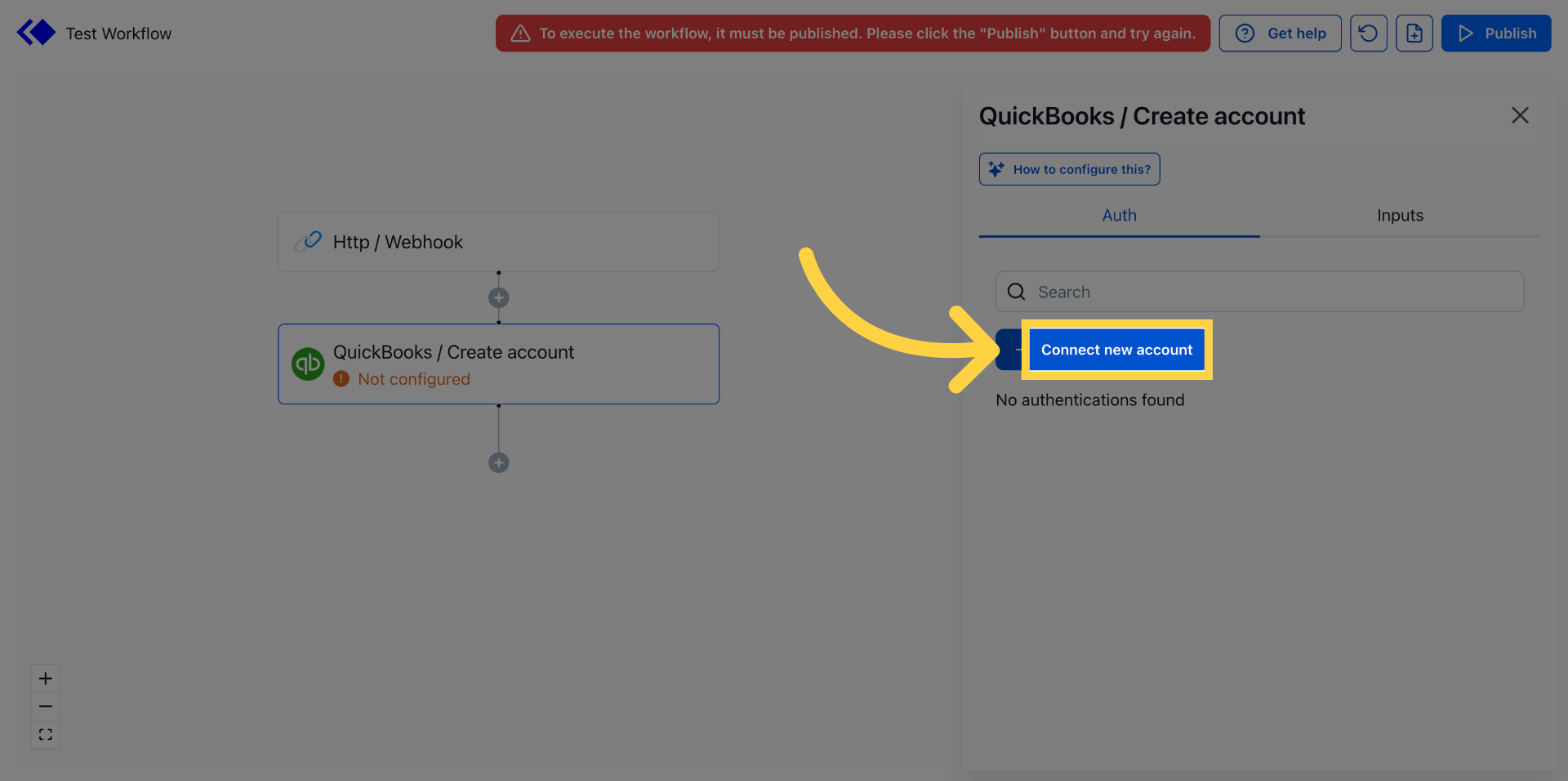 Start New Account Connection
