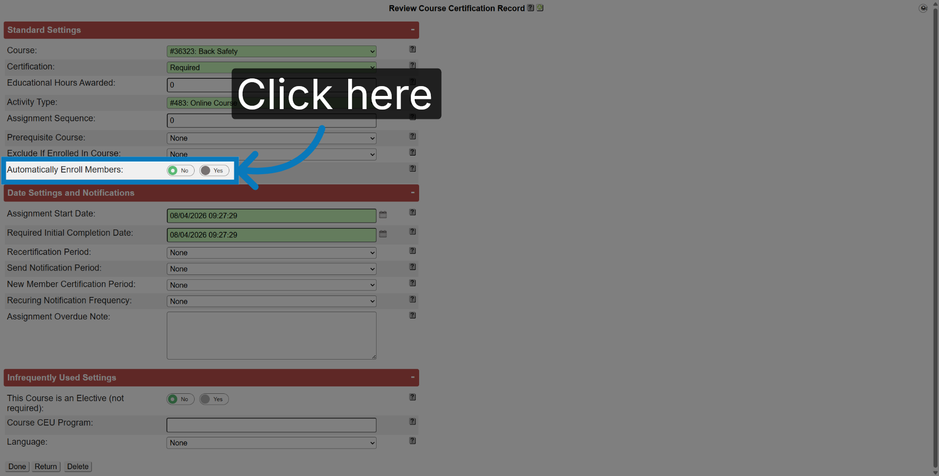 Automatically Enroll Settings