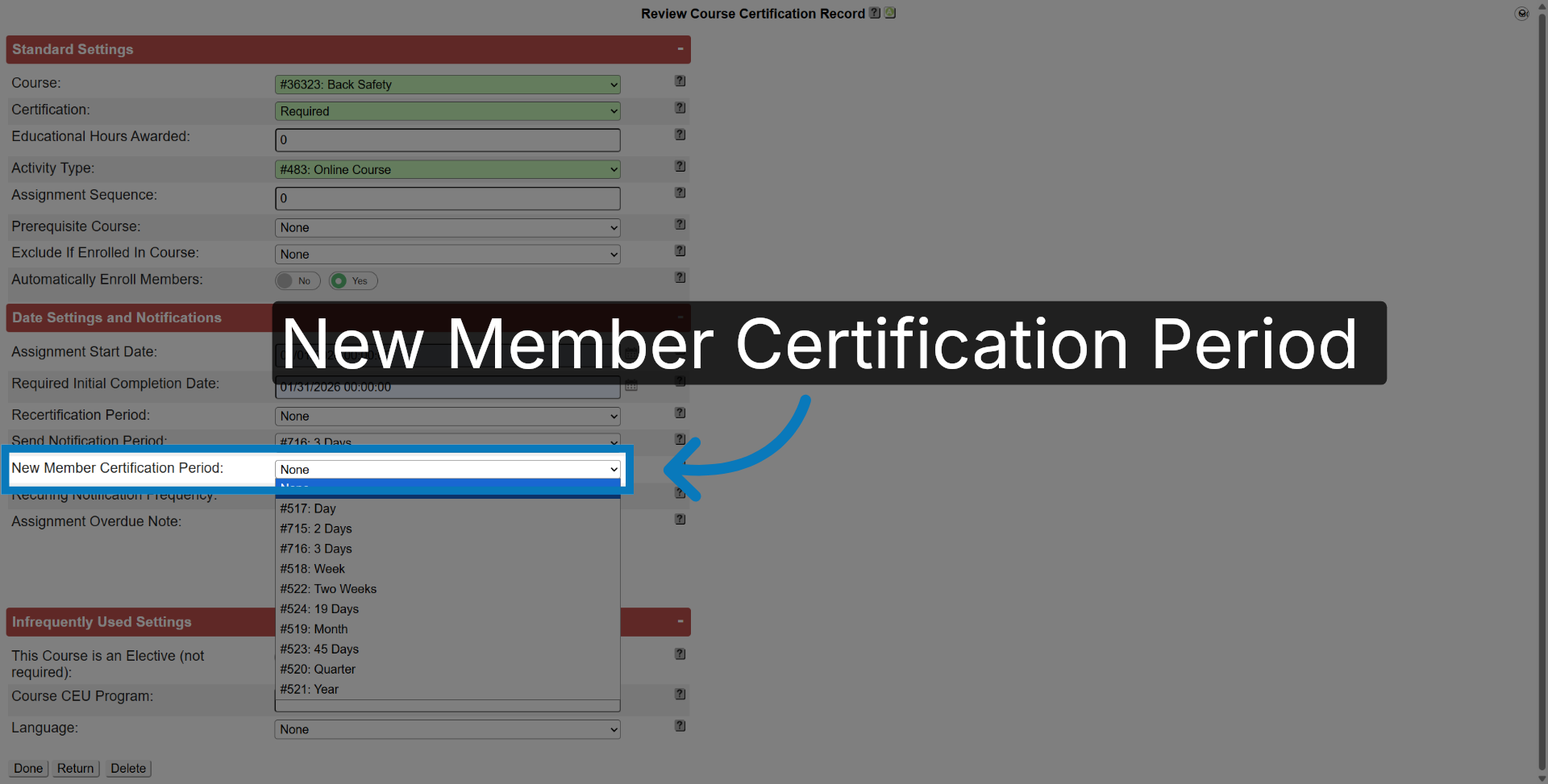 New Member Certification Period