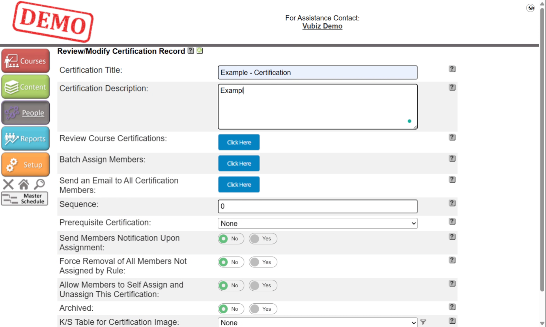 Enter Certification Description