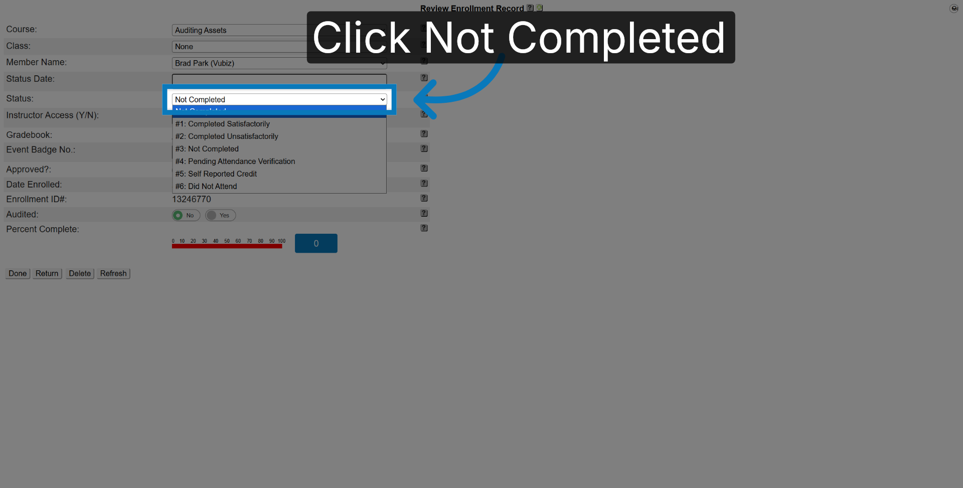 Select Completion Status