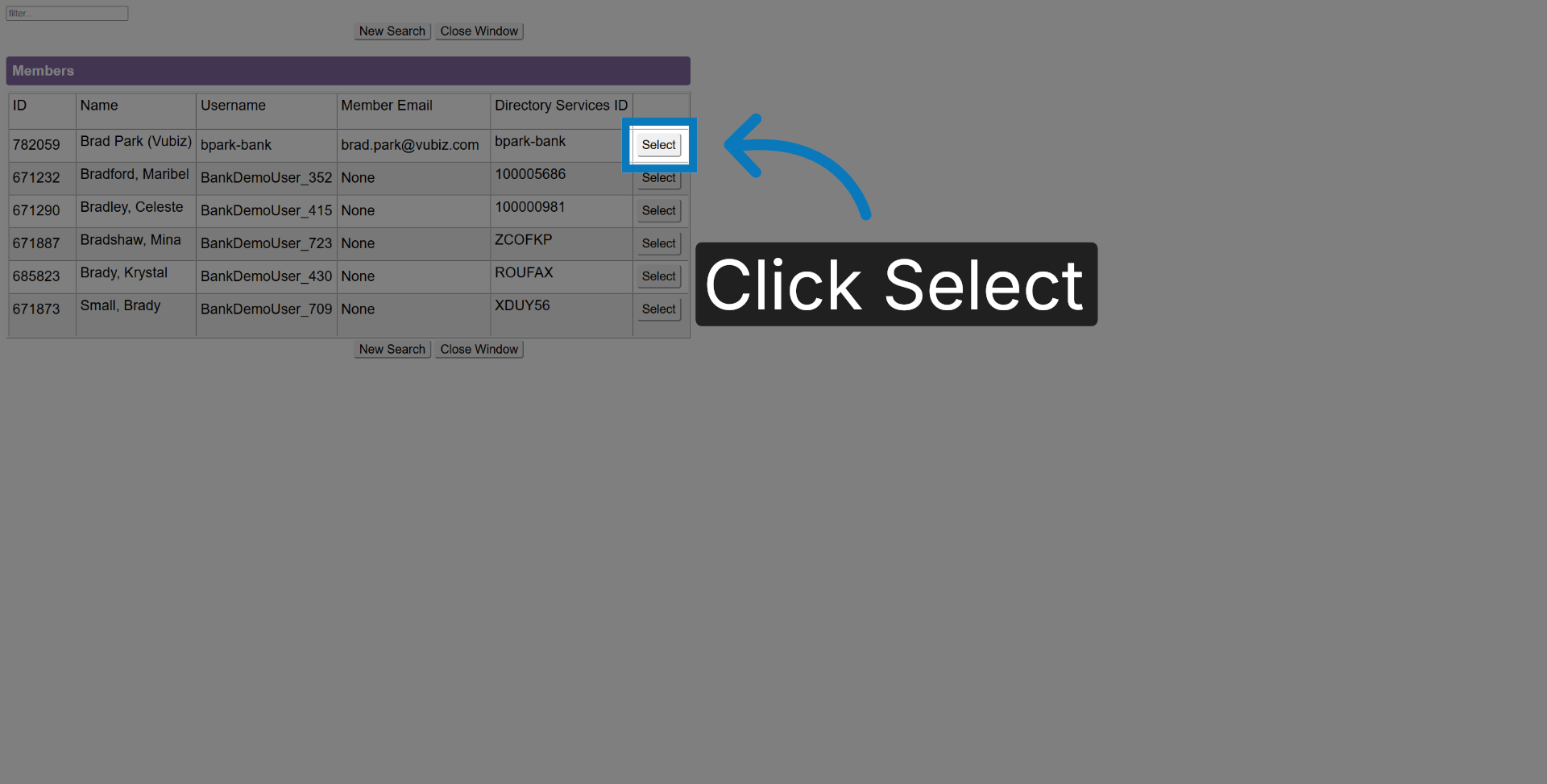 Choose Member Profile