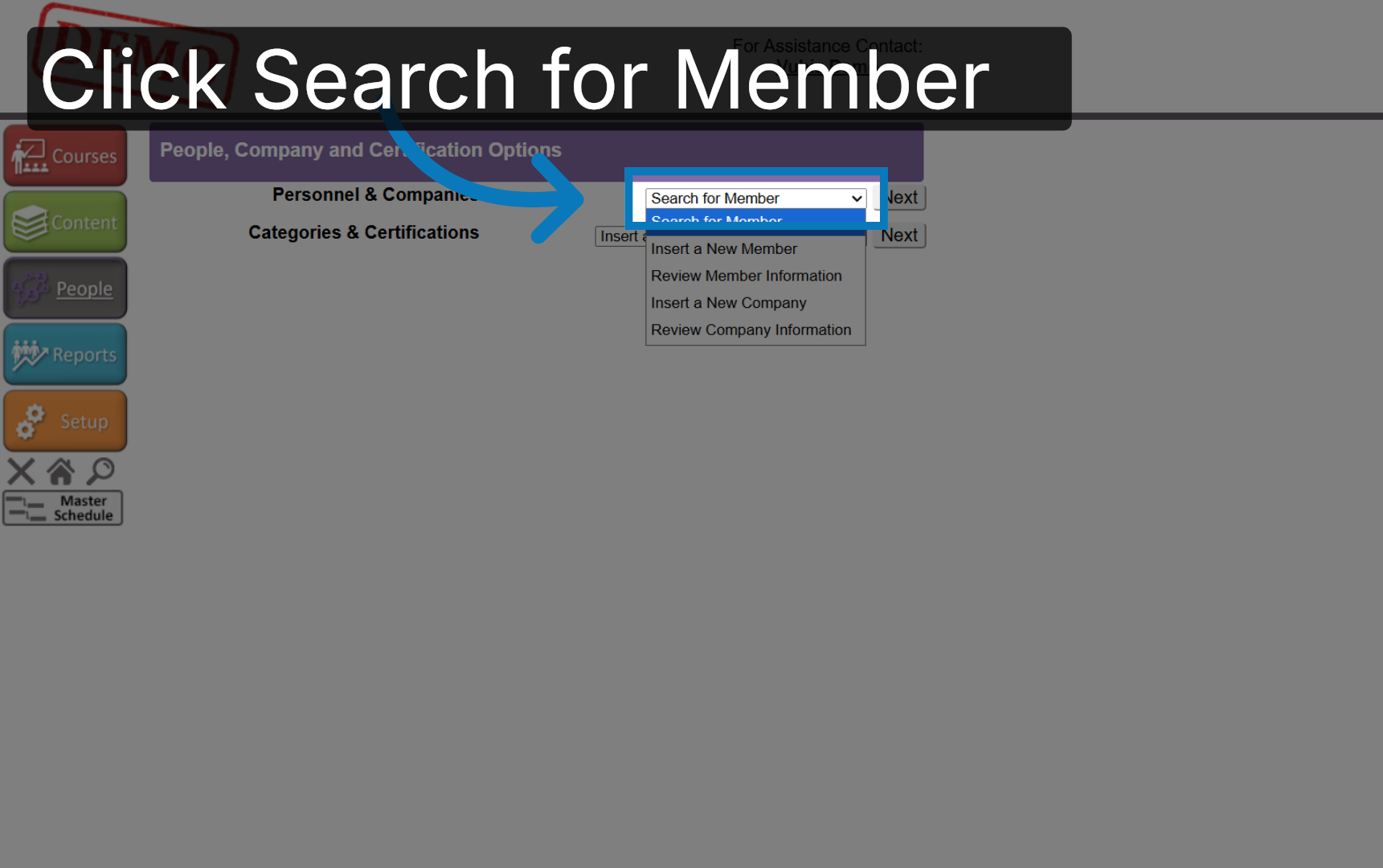 Open Member Search Options