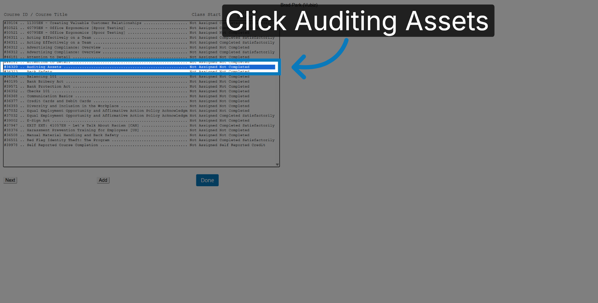 Select Auditing Assets Course