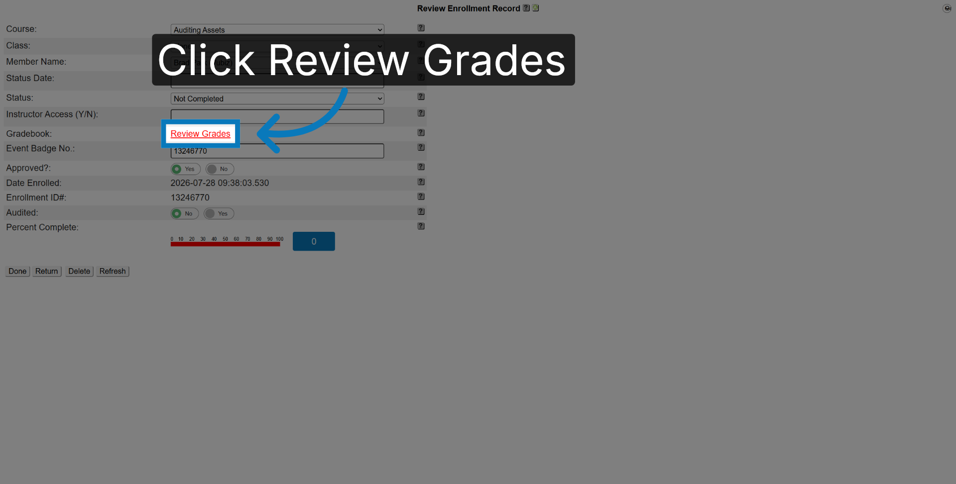 Review Grades Section
