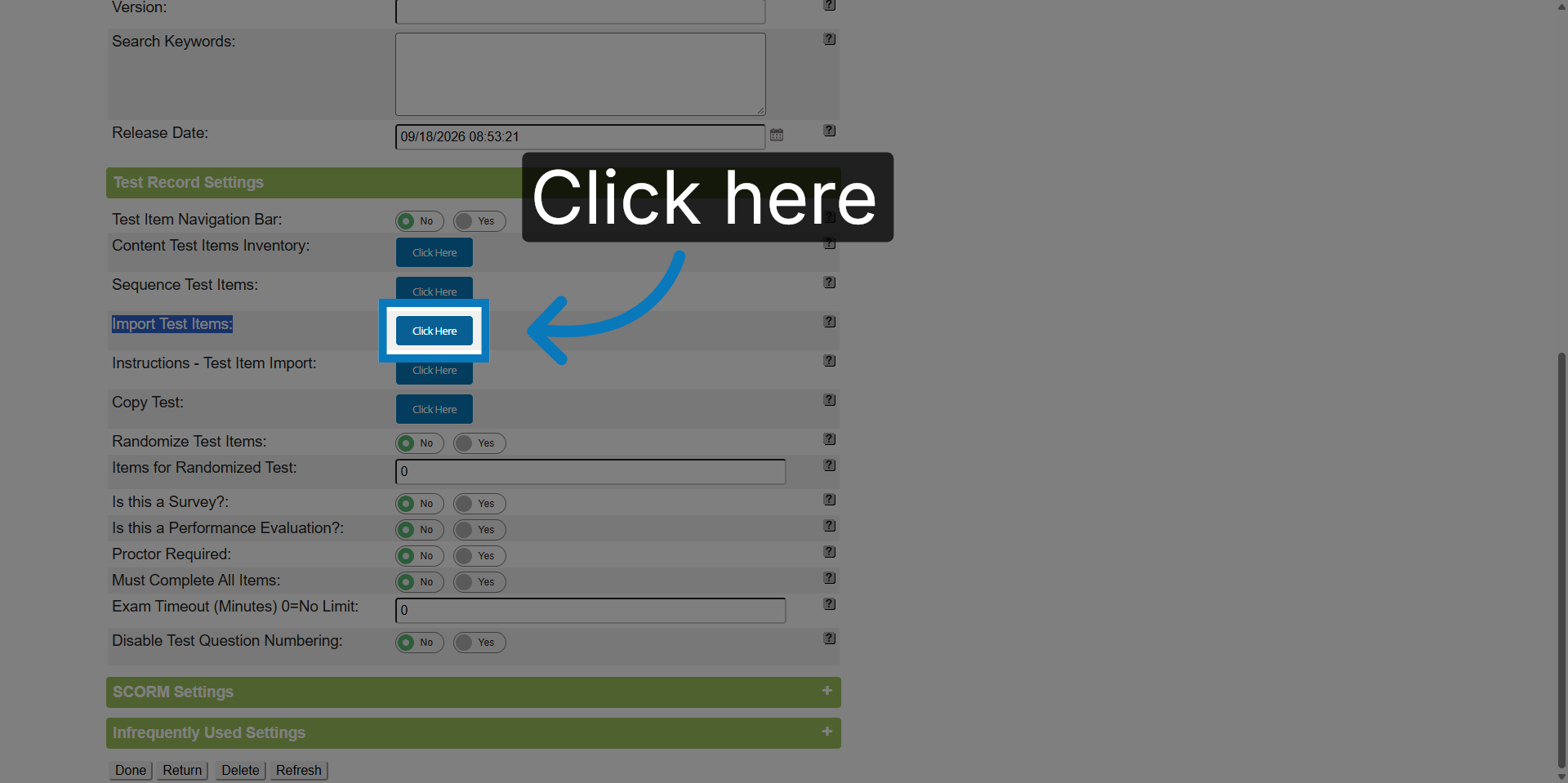 Access Import Options