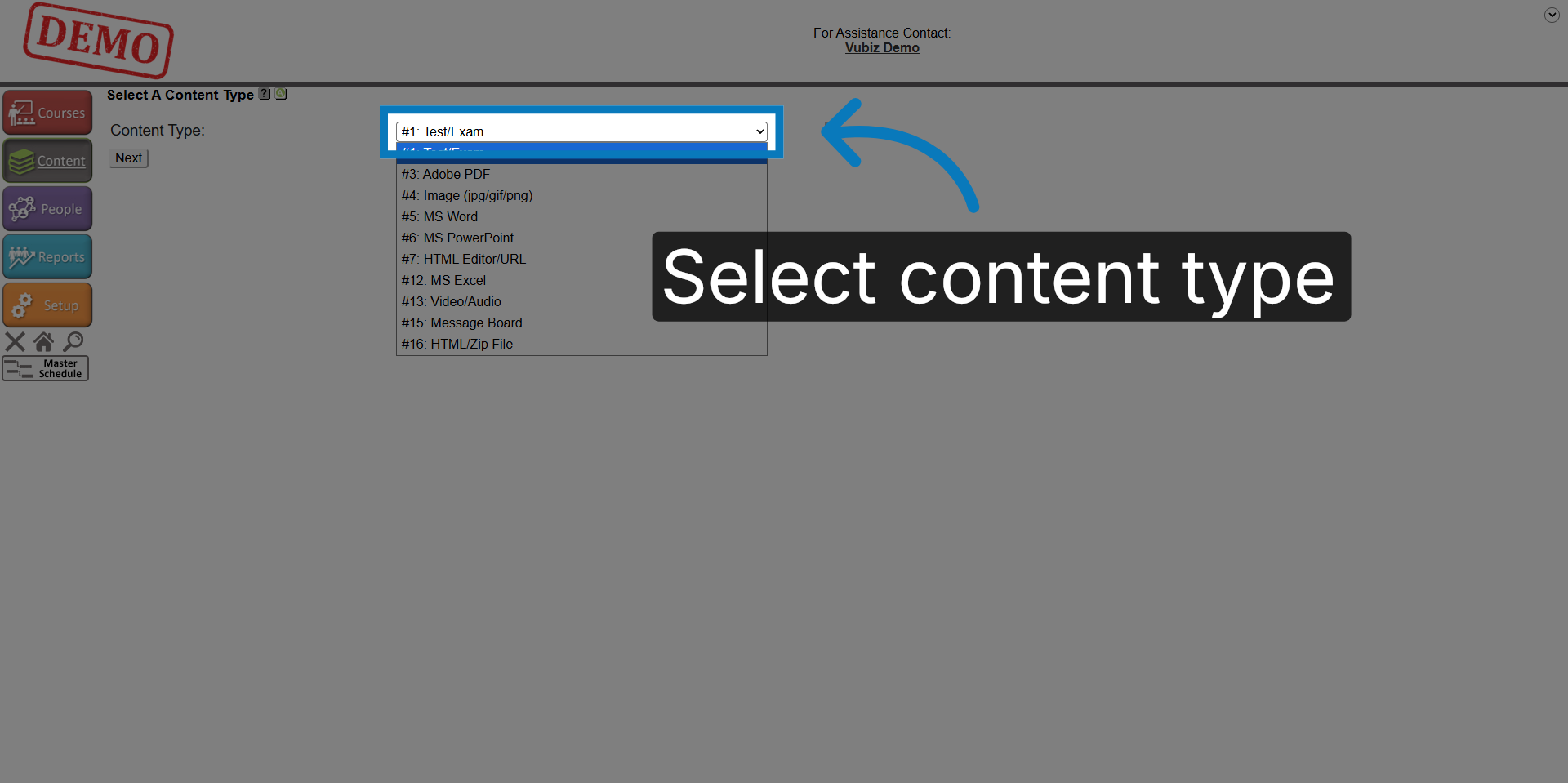 Choose Content Type
