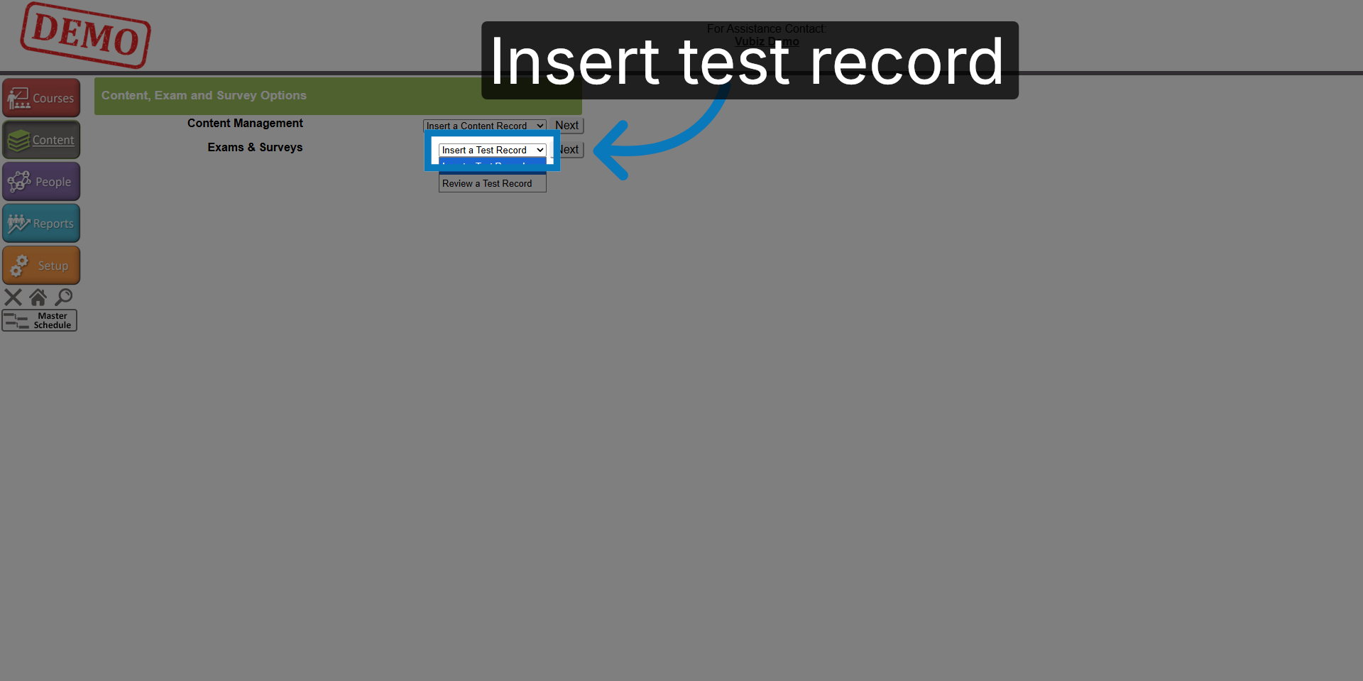 Insert Test Record