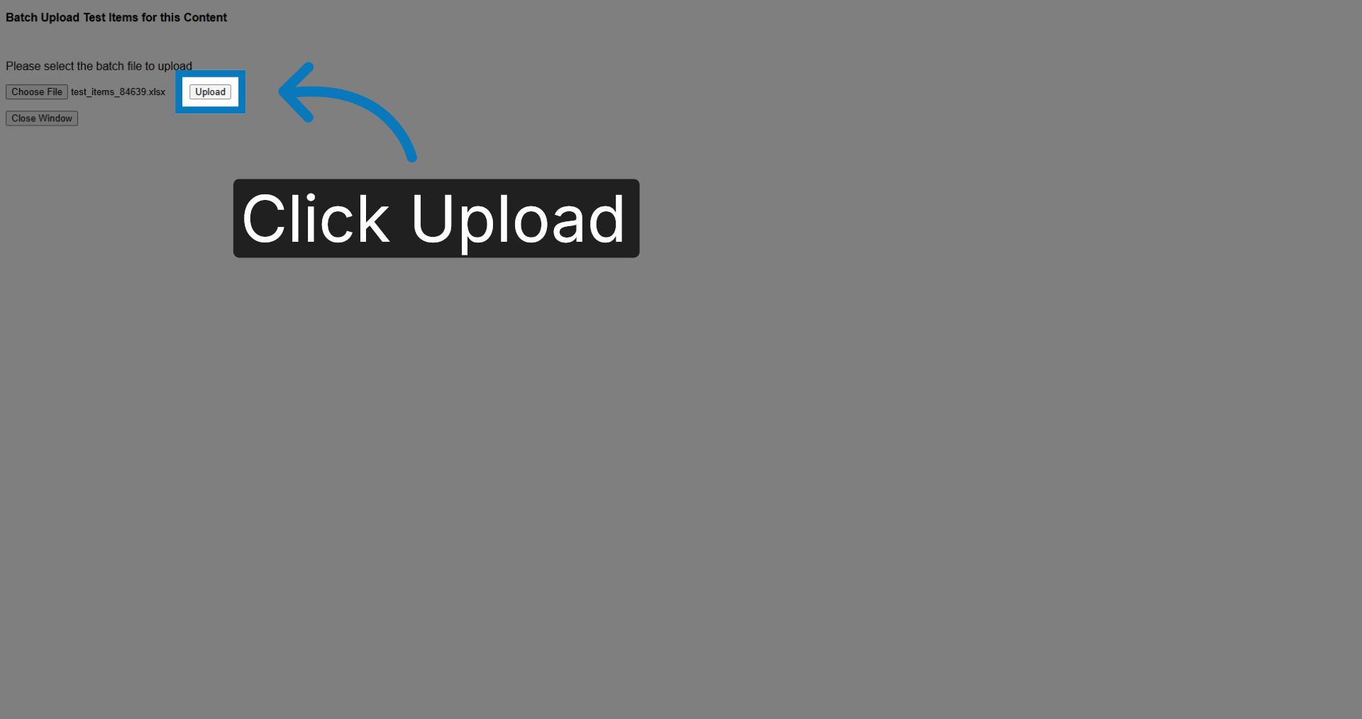 Upload Test Items