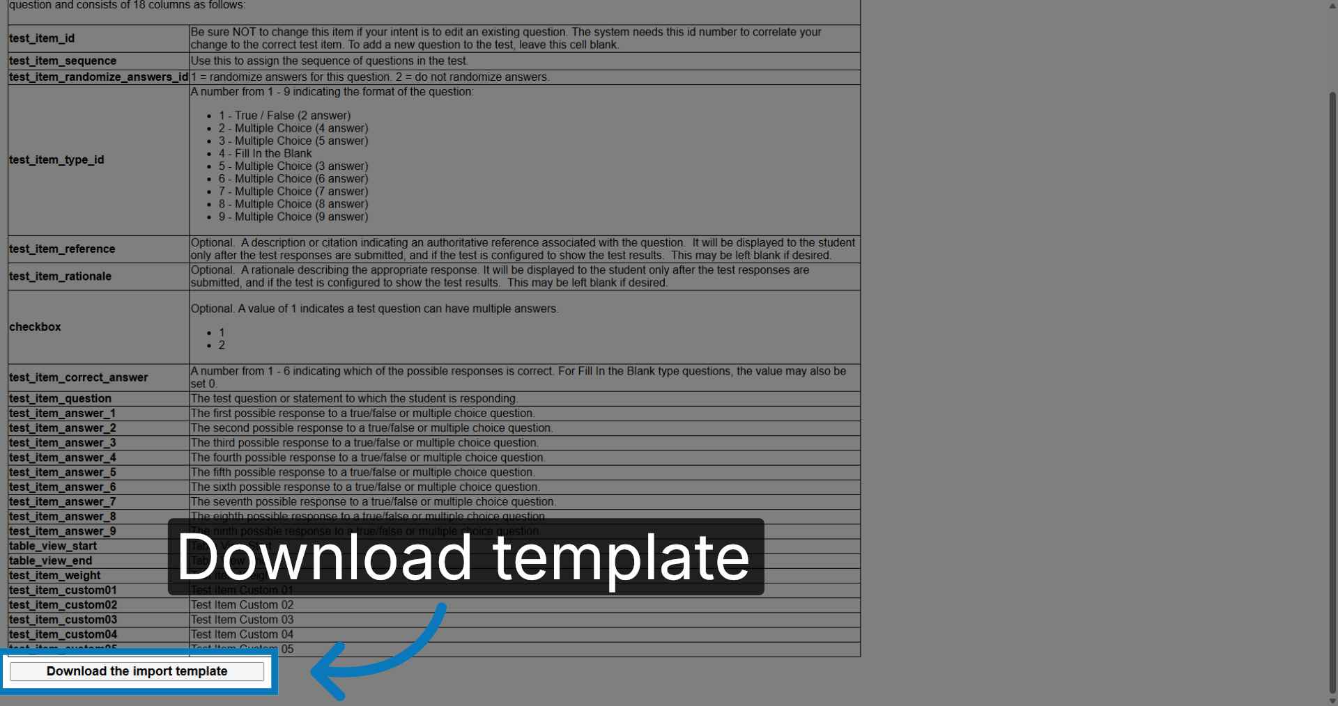 Download Import Template