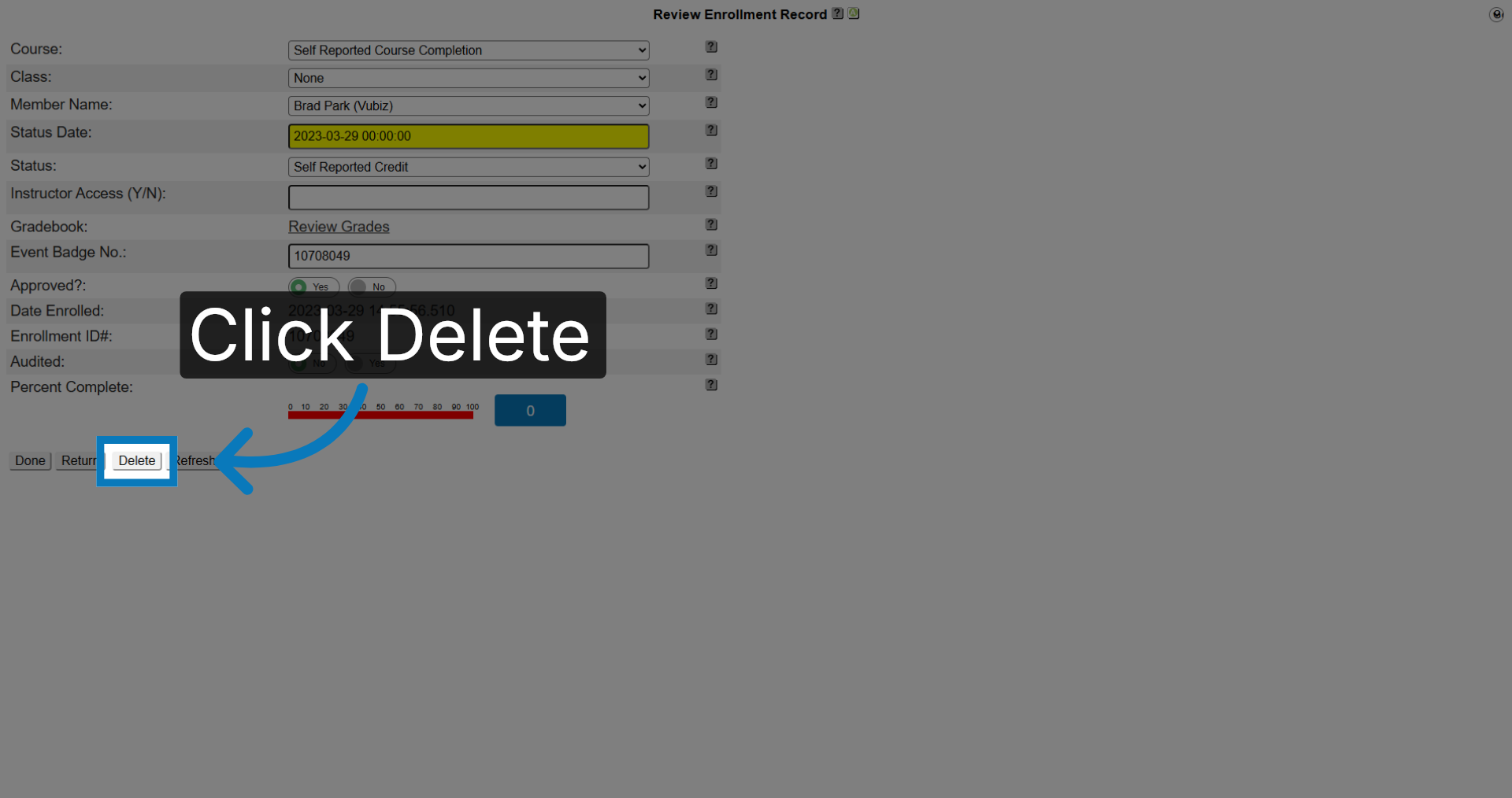 Delete Enrollment