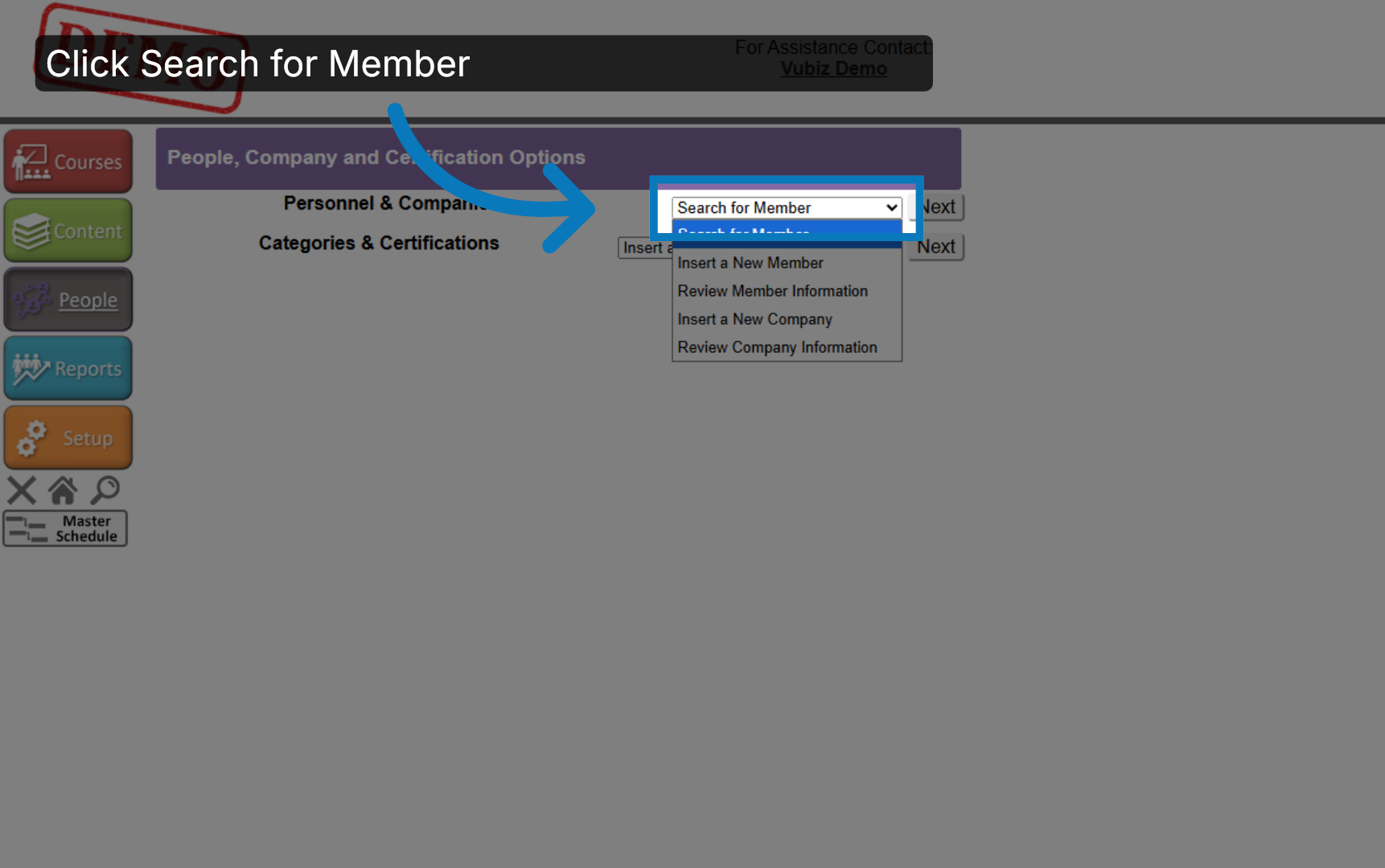 Open Member Search Options