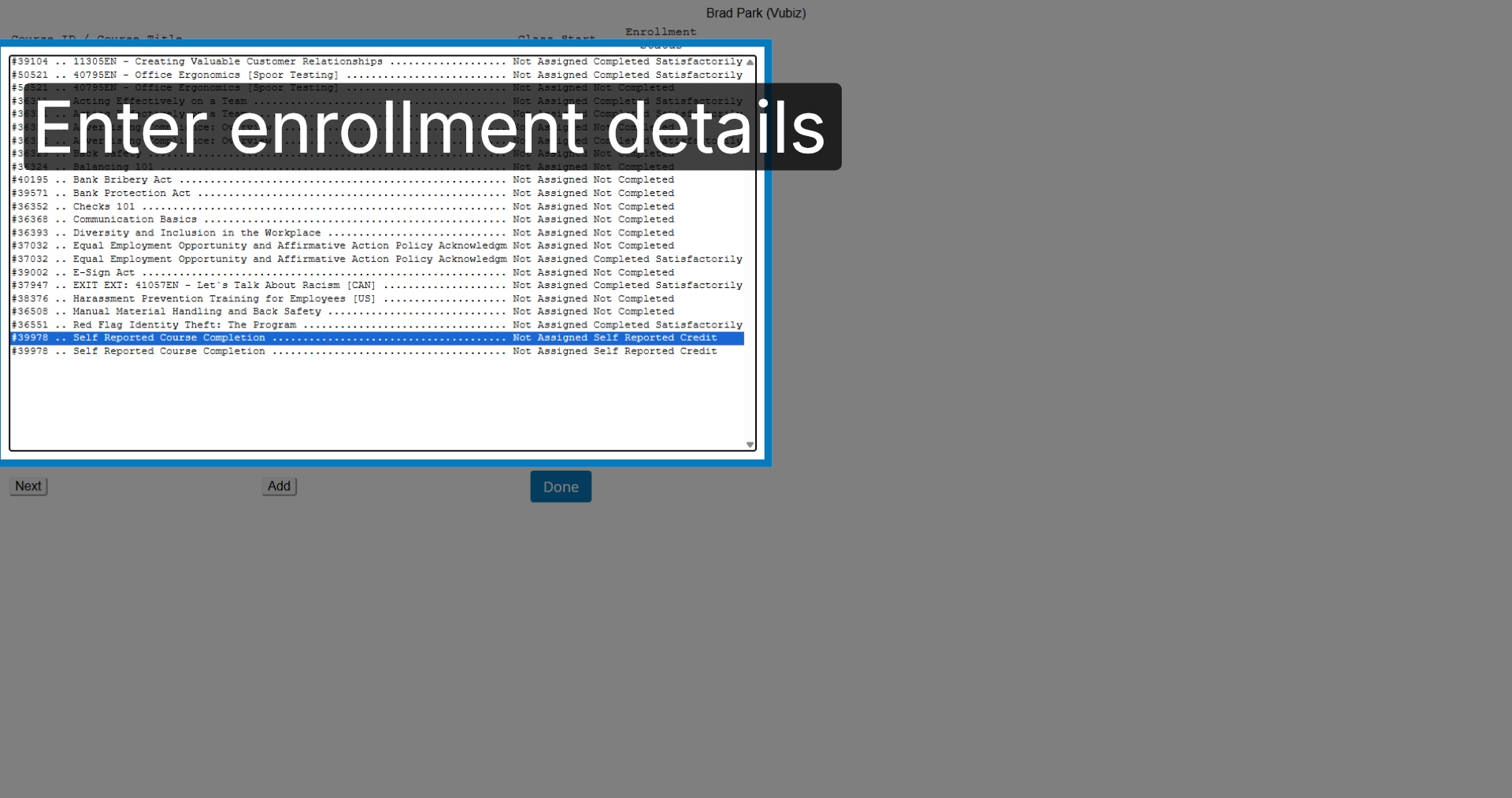 Locate Enrollment To Delete