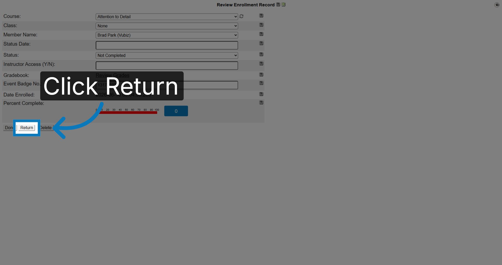 Return to Enrollment List