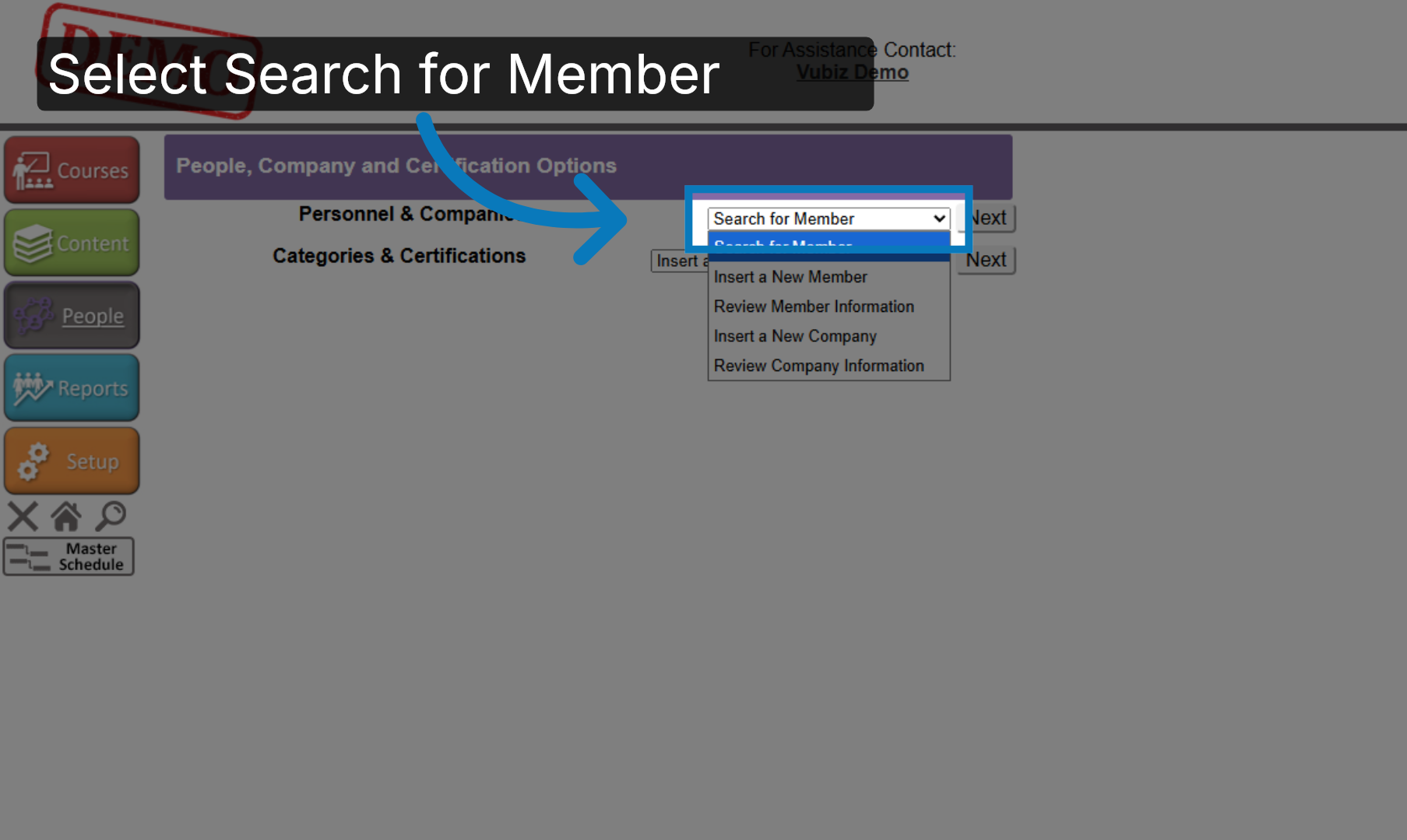 Select Search for Member