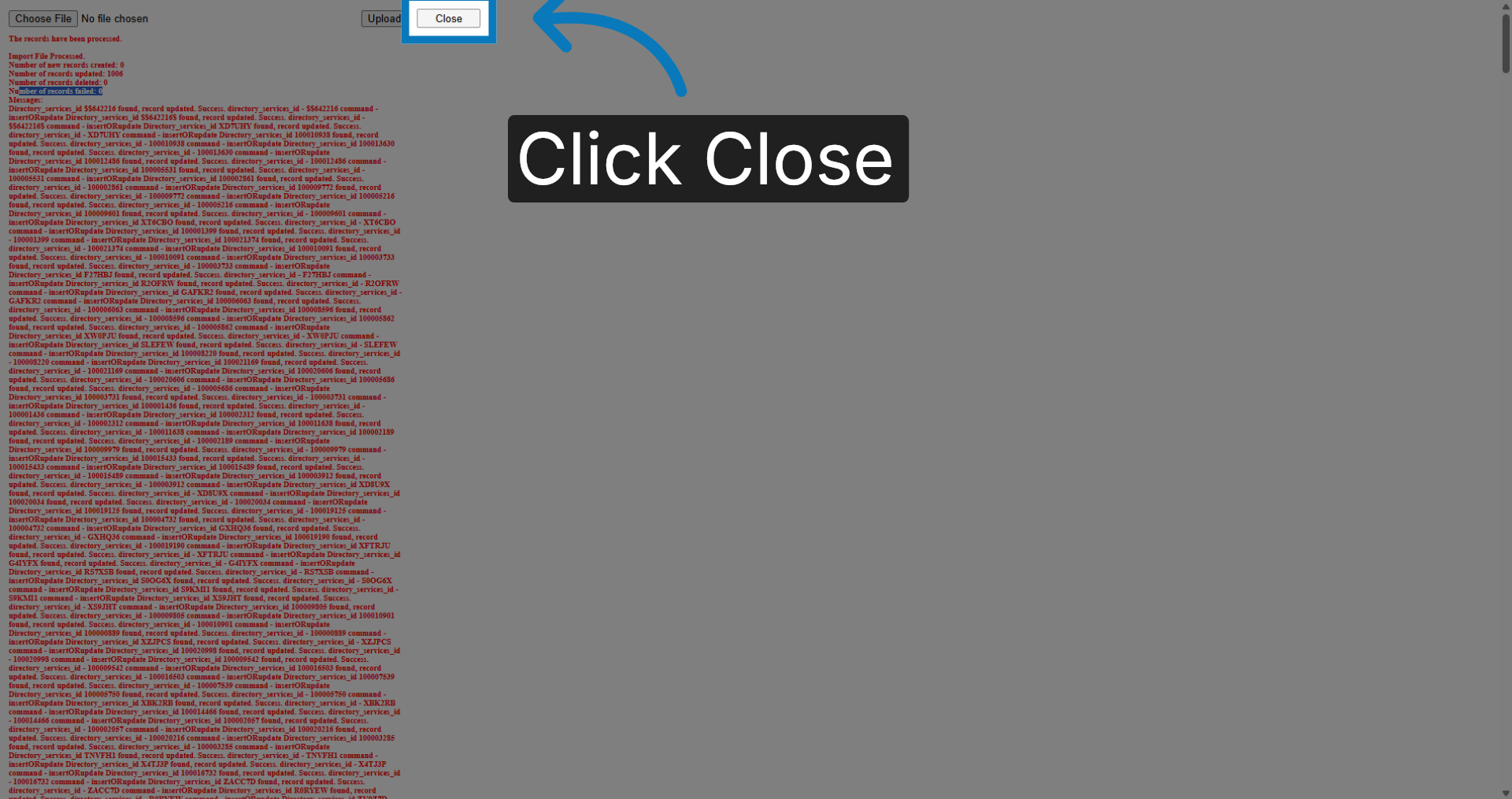 Close Processing Window