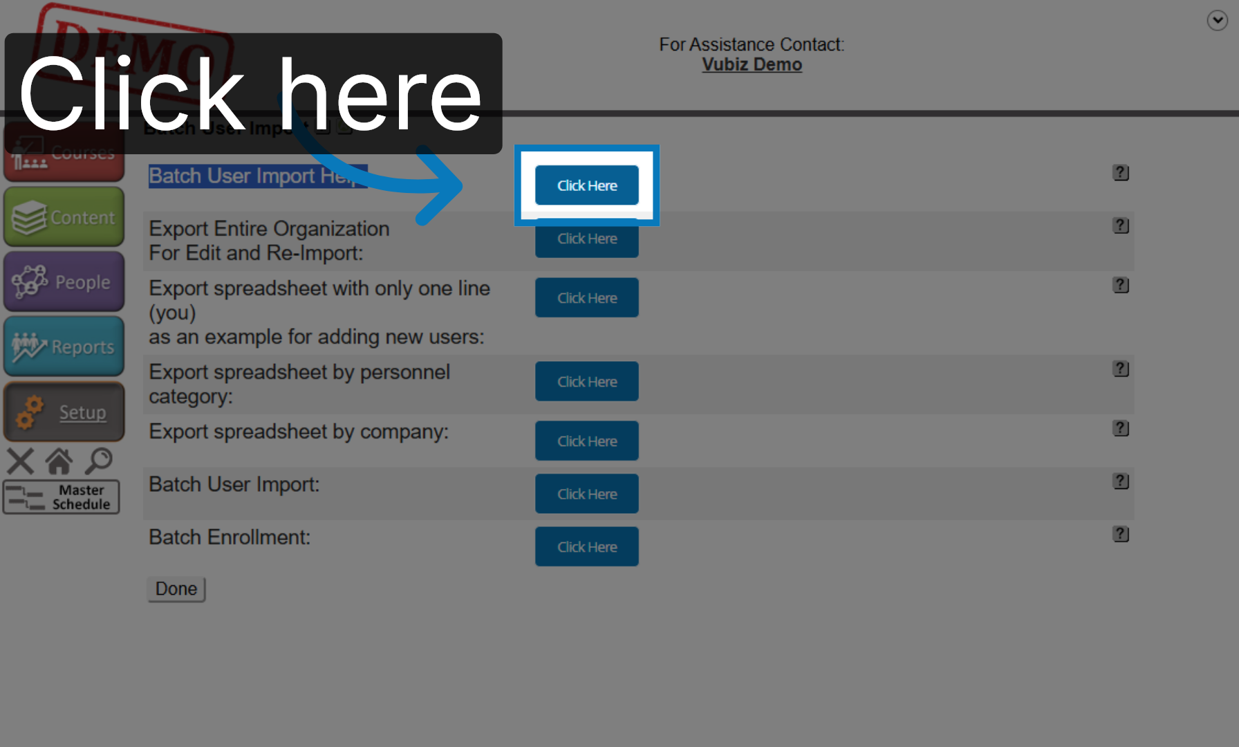 Access Batch User Options