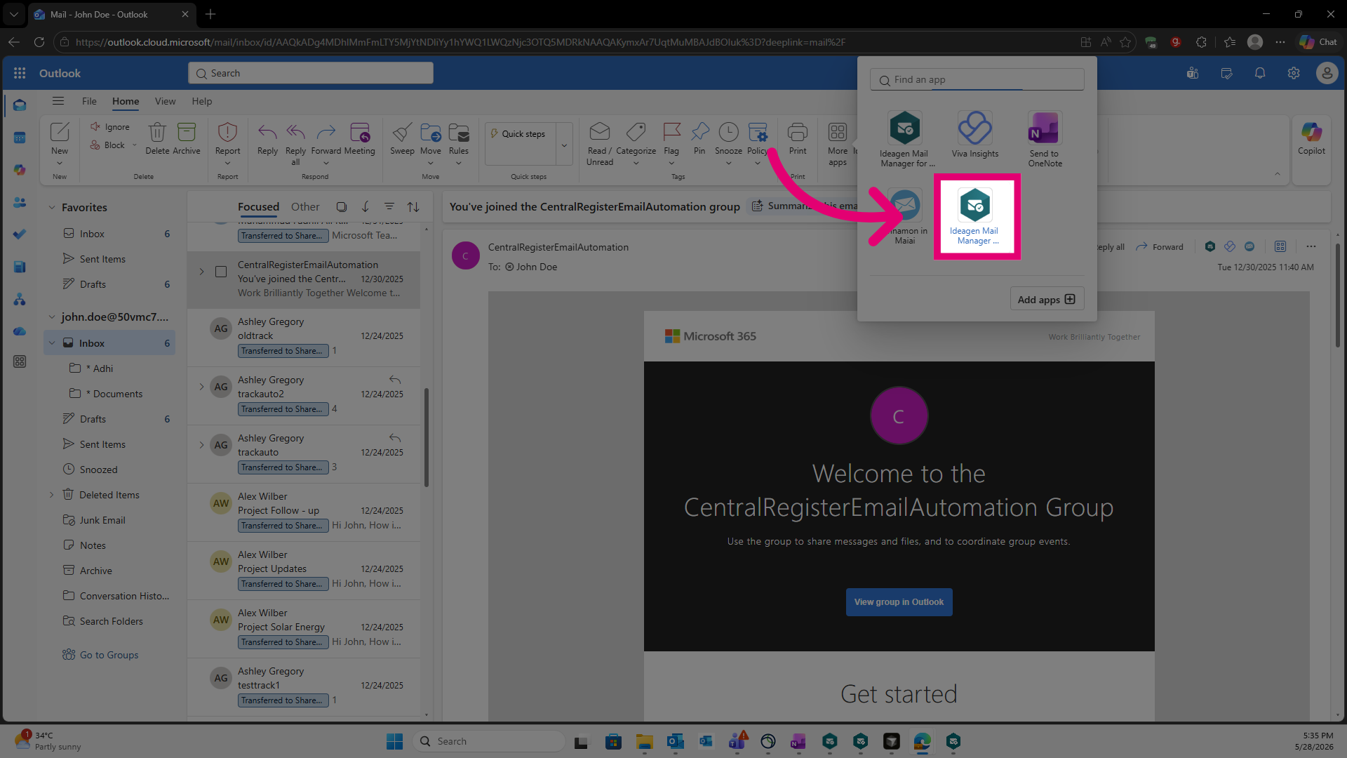 Open the Ideagen Mail Manager app