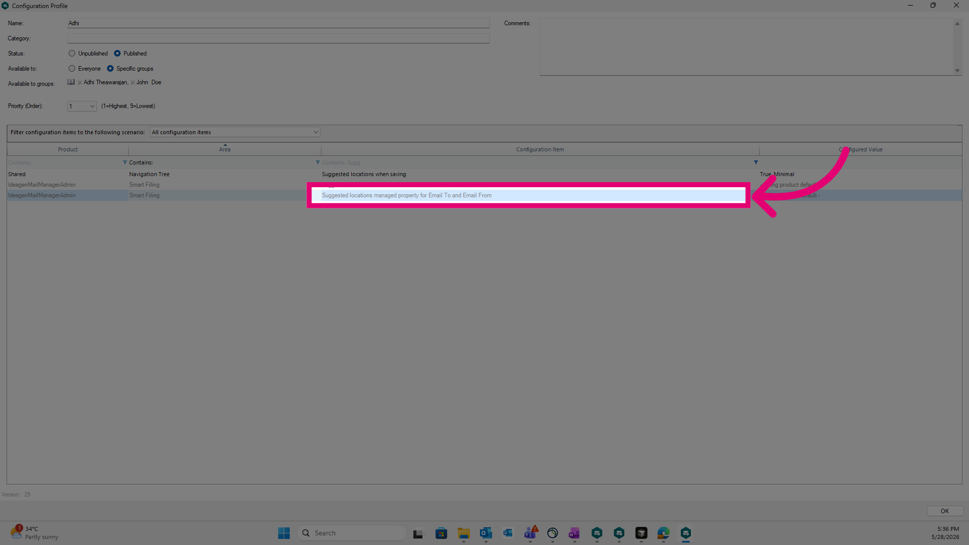 Configuring Email Managed Properties