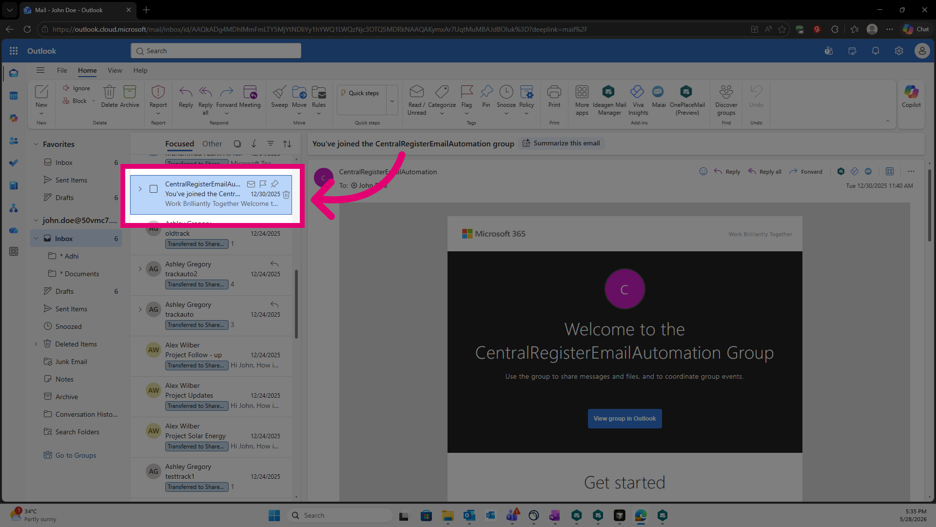 Choose Email to Save