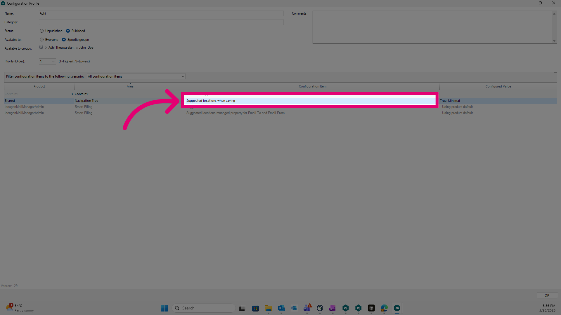 Configuring Visibility of Suggested Locations